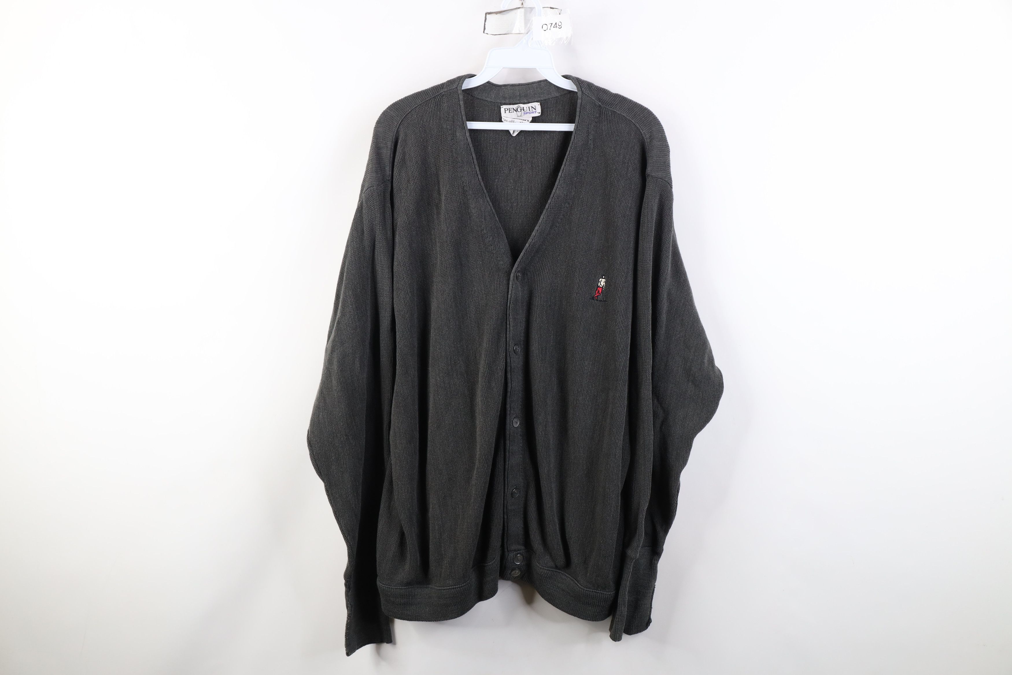 Vintage Vintage 90s Streetwear Knit Cardigan Sweater Dark Gray USA Size US XL / EU 56 / 4 - 1 Thumbnail