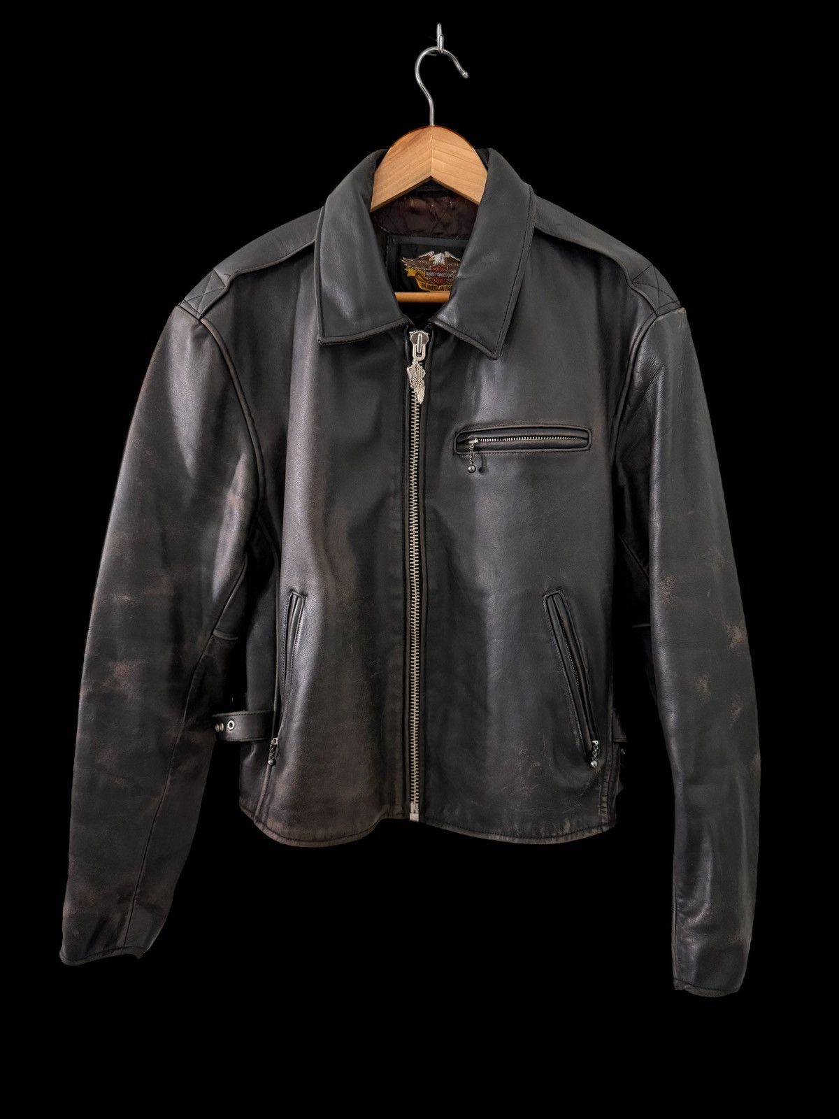 Harley Davidson ☠️☠️Vintage 80's Harley Davidson rider punk leather jacket Size US L / EU 52-54 / 3 - 4 Thumbnail