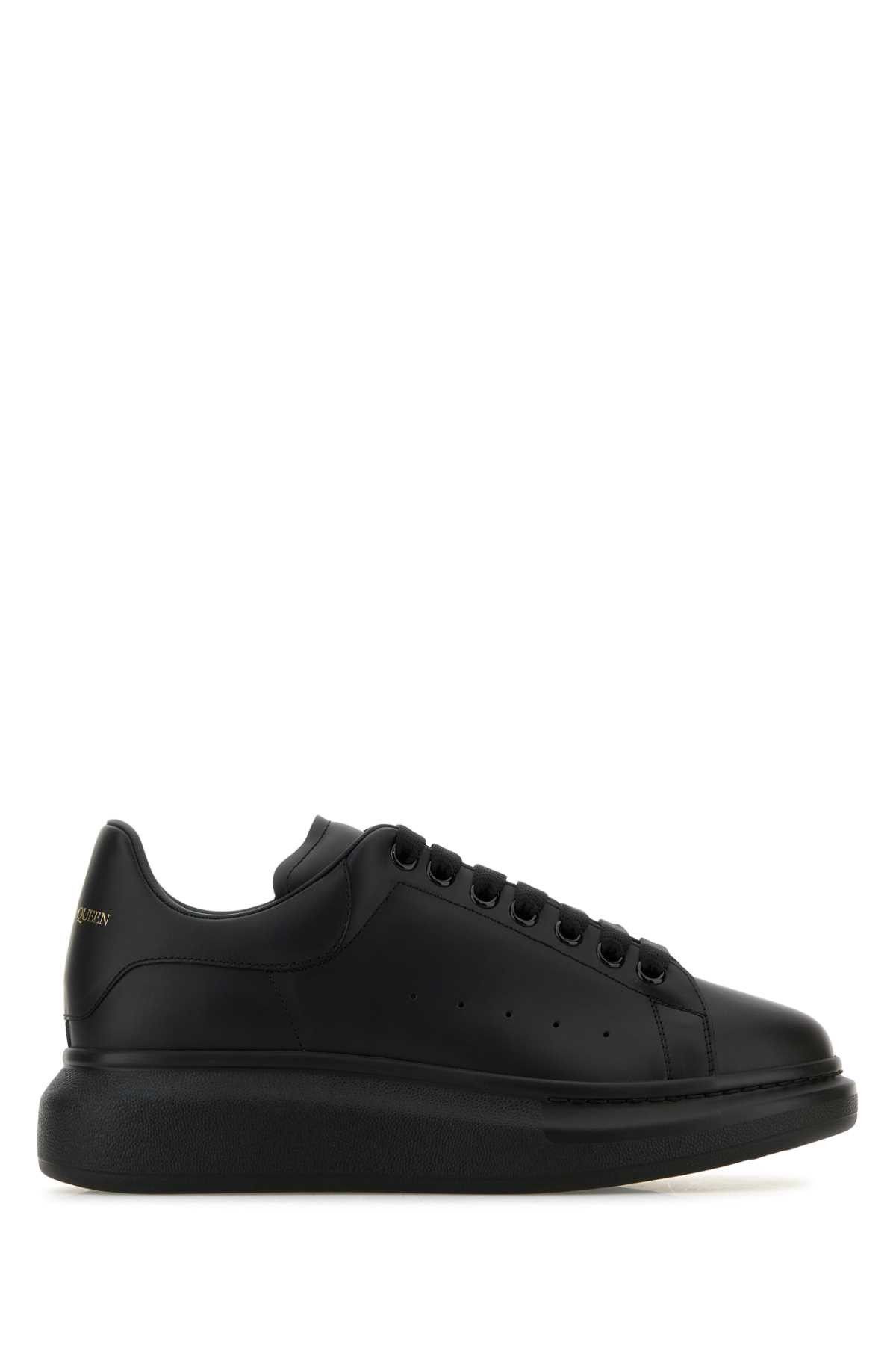 Alexander Mcqueen Black Leather Sneakers With Black Leather Heel Shoes, Men's (Size 10.5)