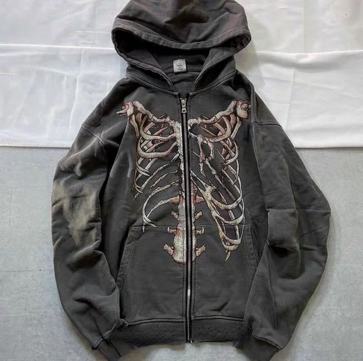 Japanese Brand × Vintage Punk Zip Up Hoodie Gothic Style Skeleton Size US M / EU 48-50 / 2 - 1 Thumbnail