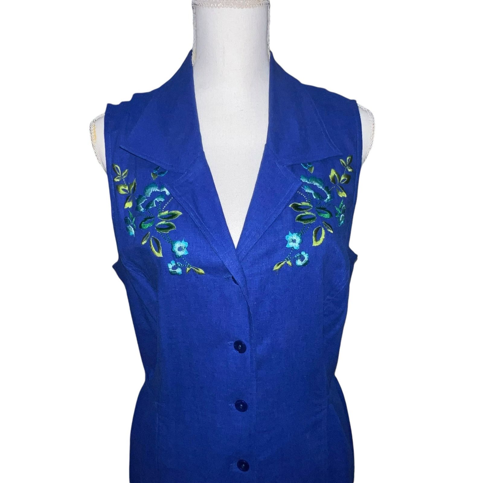 Other VTG Melissa Harper Blue Sleeveless Maxi Dress Embroidery 12 Size XL / US 12-14 / IT 48-50 - 6 Thumbnail