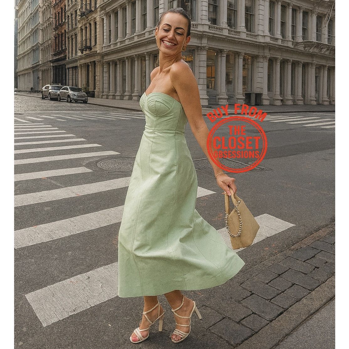 Mango MANGO Strapless Corset A-Line Midi Dress NWT — Green Size M / US 6-8 / IT 42-44 - 8 Thumbnail