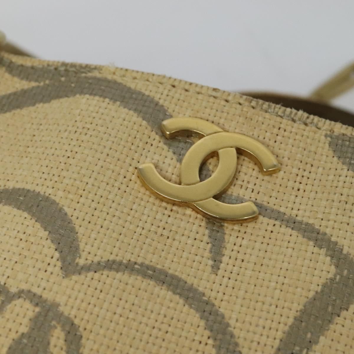 Chanel CHANEL Camelia Chain Tote Bag Straw Beige CC Size ONE SIZE - 14 Thumbnail