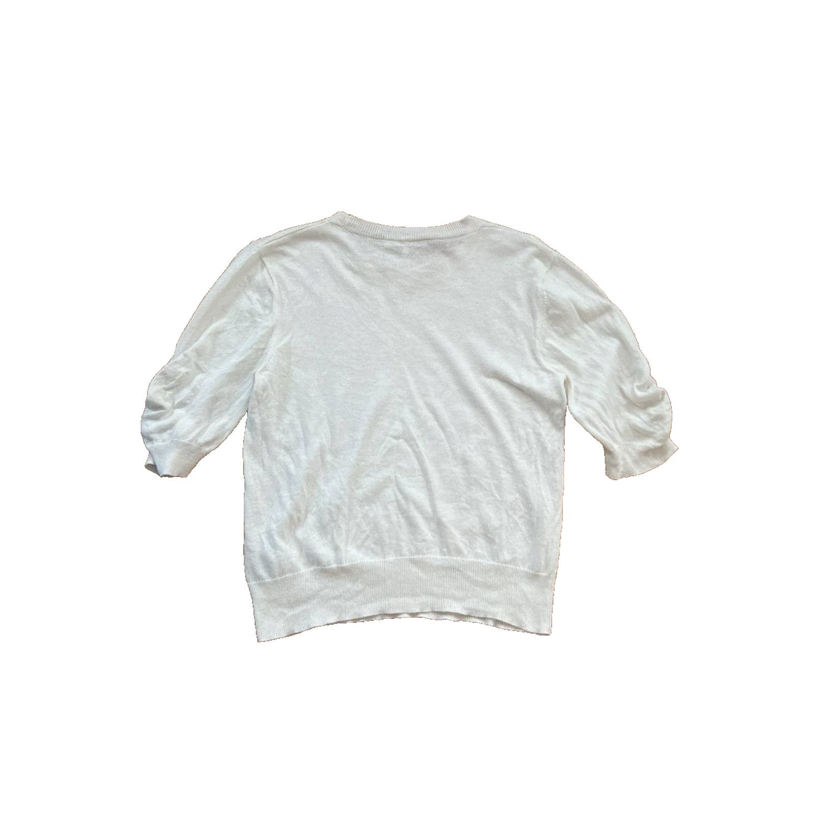 Frame FRAME cotton linen knitted 3/4 sleeve top Gathered A001872 Size L / US 10 / IT 46 - 7 Thumbnail