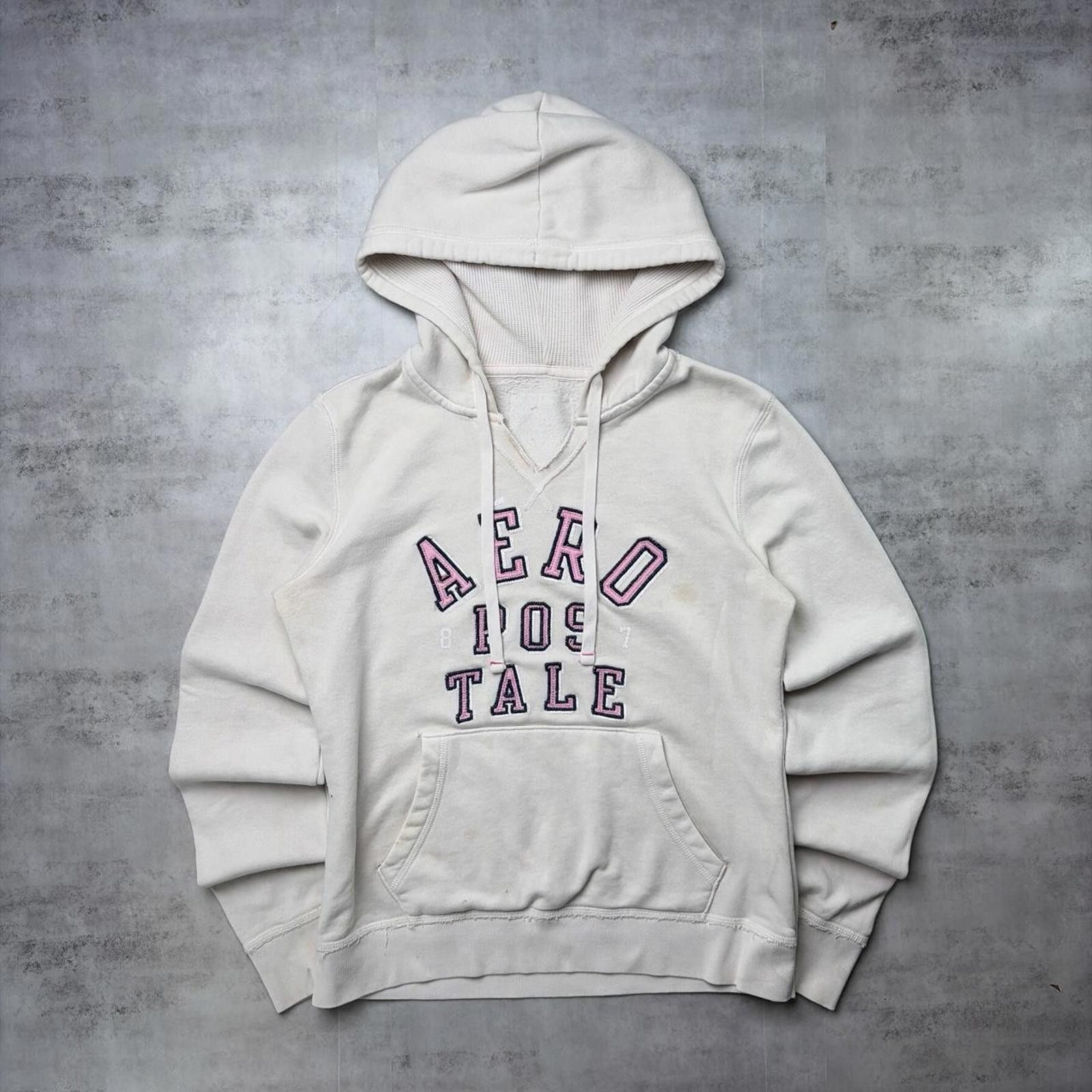 Aeropostale Y2K White Aeropostale Grunge Distressed Thermal Hoodie Size L / US 10 / IT 46 - 1 Thumbnail
