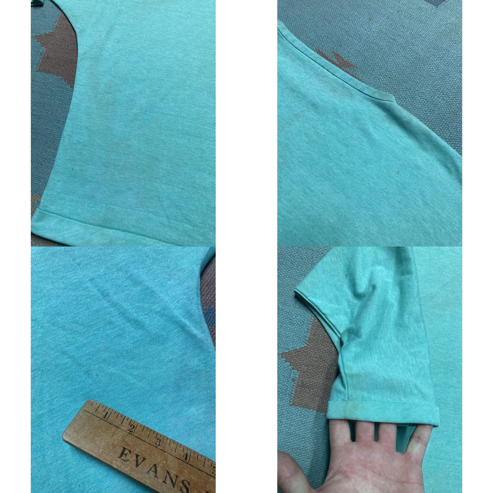 Vintage VINTAGE 70s T-Shirt Cotton Light Blue Boxy Half Sleeve XL Men | 70s Theme, Distressed, Soft Thin Size US XL / EU 56 / 4 - 8 Thumbnail