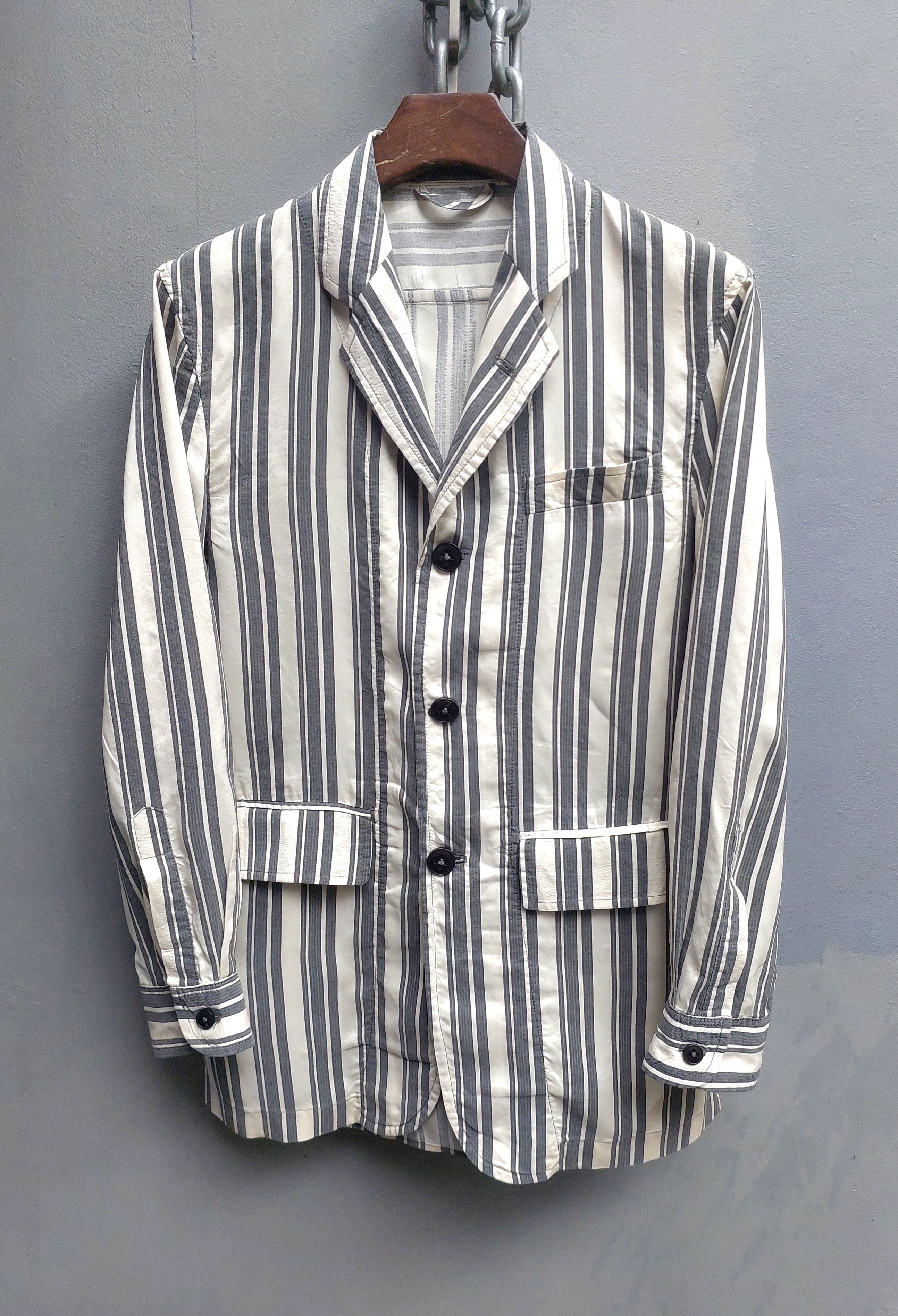 Ann Demeulemeester Ann Demeulemeester Striped Tailored Pajama Style Blazer Size US XXS / EU 40 - 1 Thumbnail