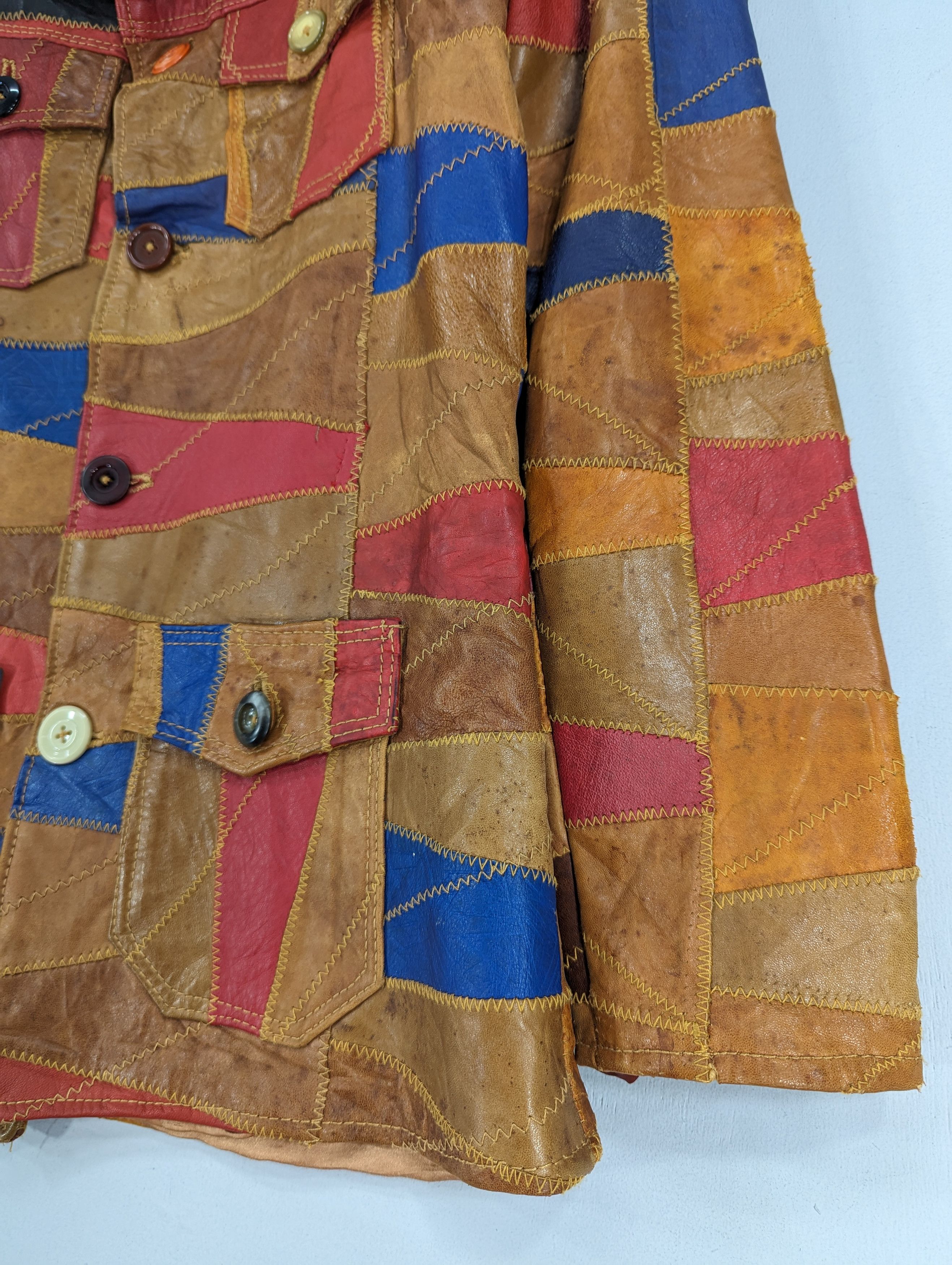 Vintage 🔥RARE🔥Vintage Unbrand Patchwork Leather Jacket Size XS / US 0-2 / IT 36-38 - 4 Thumbnail