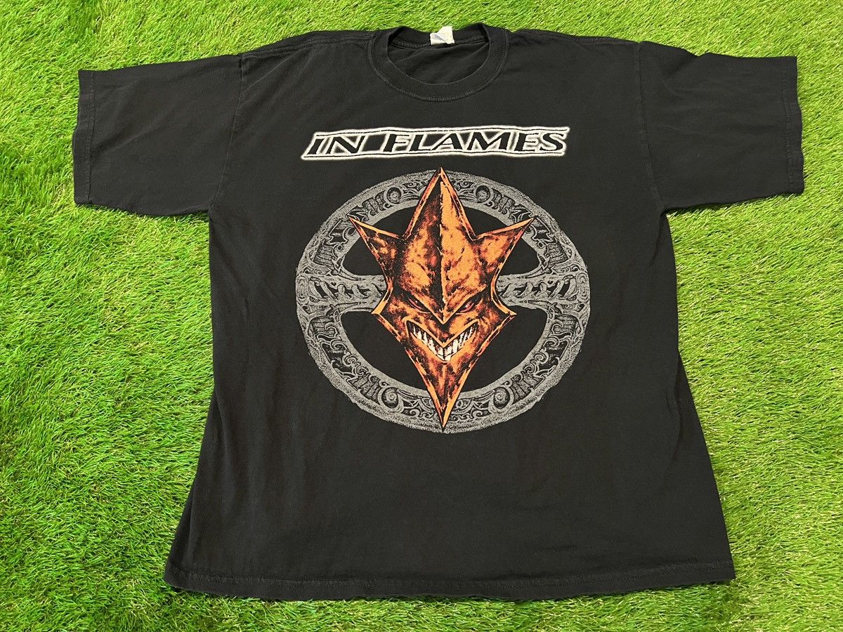 Band Tees × Vintage Vintage In Flames - 00s Band Tee Flame Face Devil 2-SIDED Size US XL / EU 56 / 4 - 1 Thumbnail