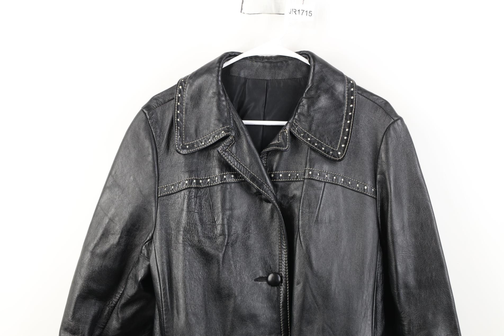 Vintage Vintage 70s Streetwear Leather Trench Coat Jacket Black Size L / US 10 / IT 46 - 2 Thumbnail