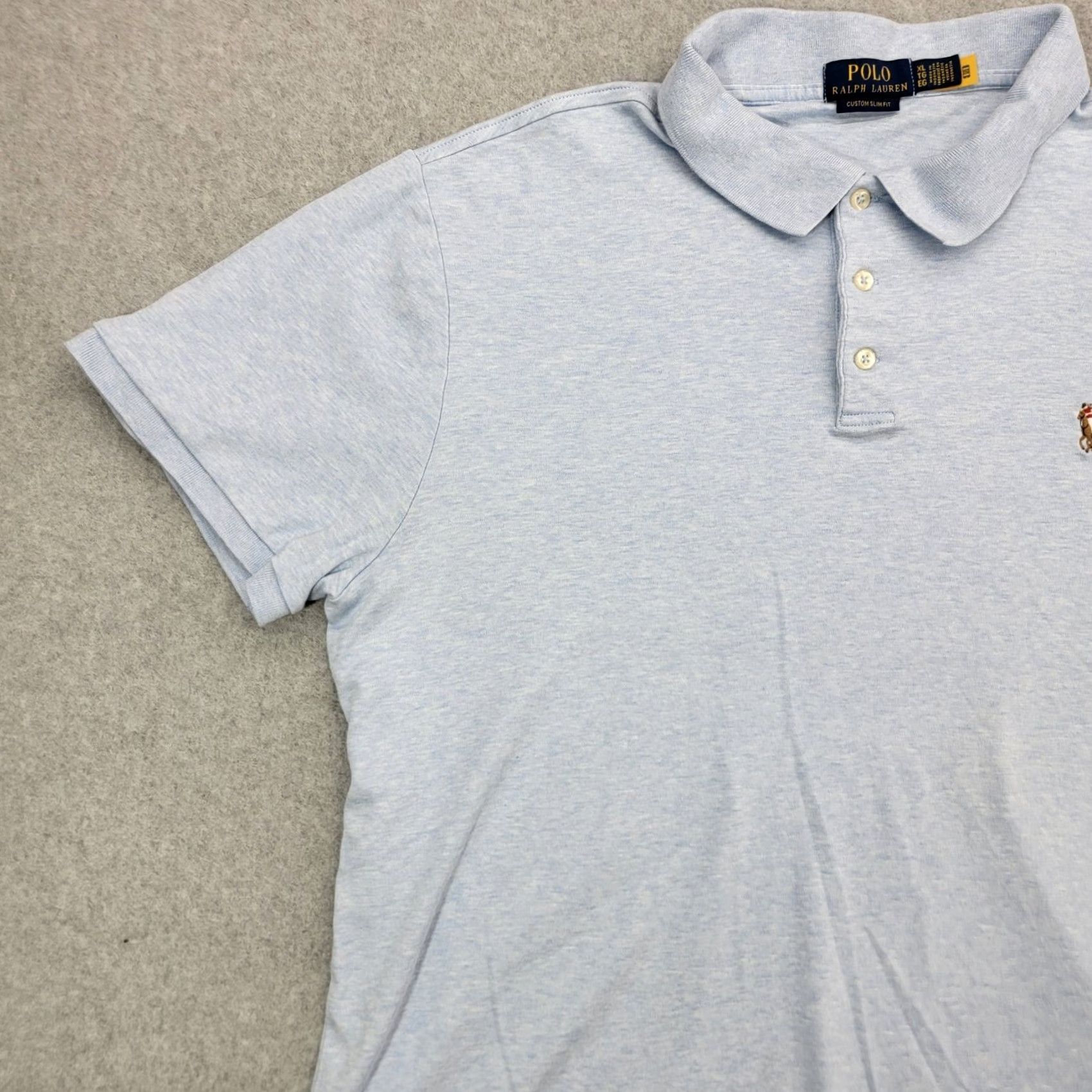 Ralph Lauren VINTAGE Polo Ralph Lauren Polo Shirt XL Blue Custom Slim Flesh Pony Preppy Casual Mens Size US XL / EU 56 / 4 - 5 Thumbnail
