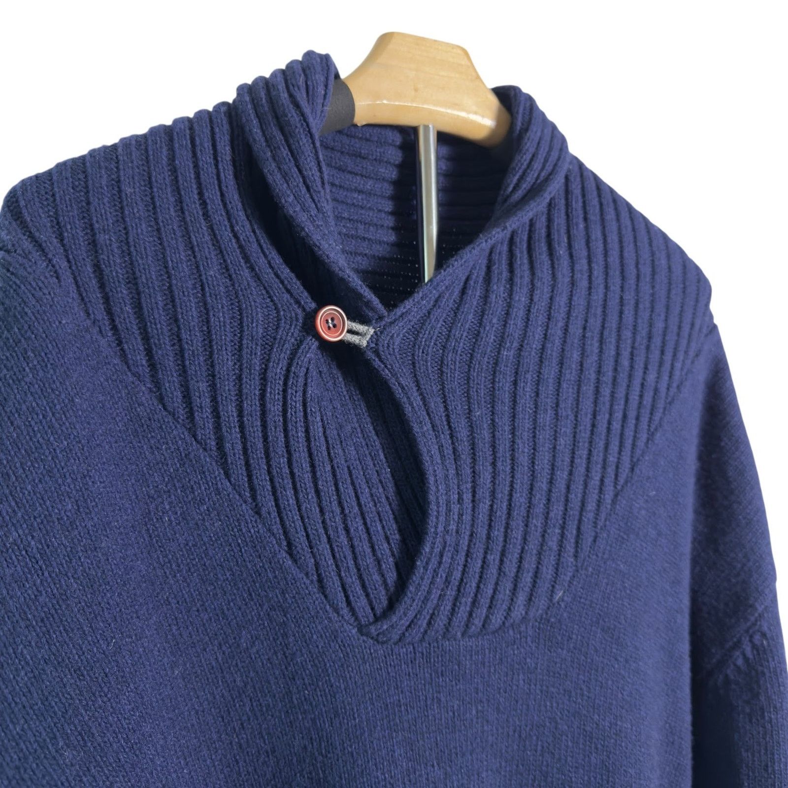 Oliver Spencer Oliver Spencer Lewes Sweater Lambswool Shawl Collar Navy Size US XL / EU 56 / 4 - 5 Thumbnail