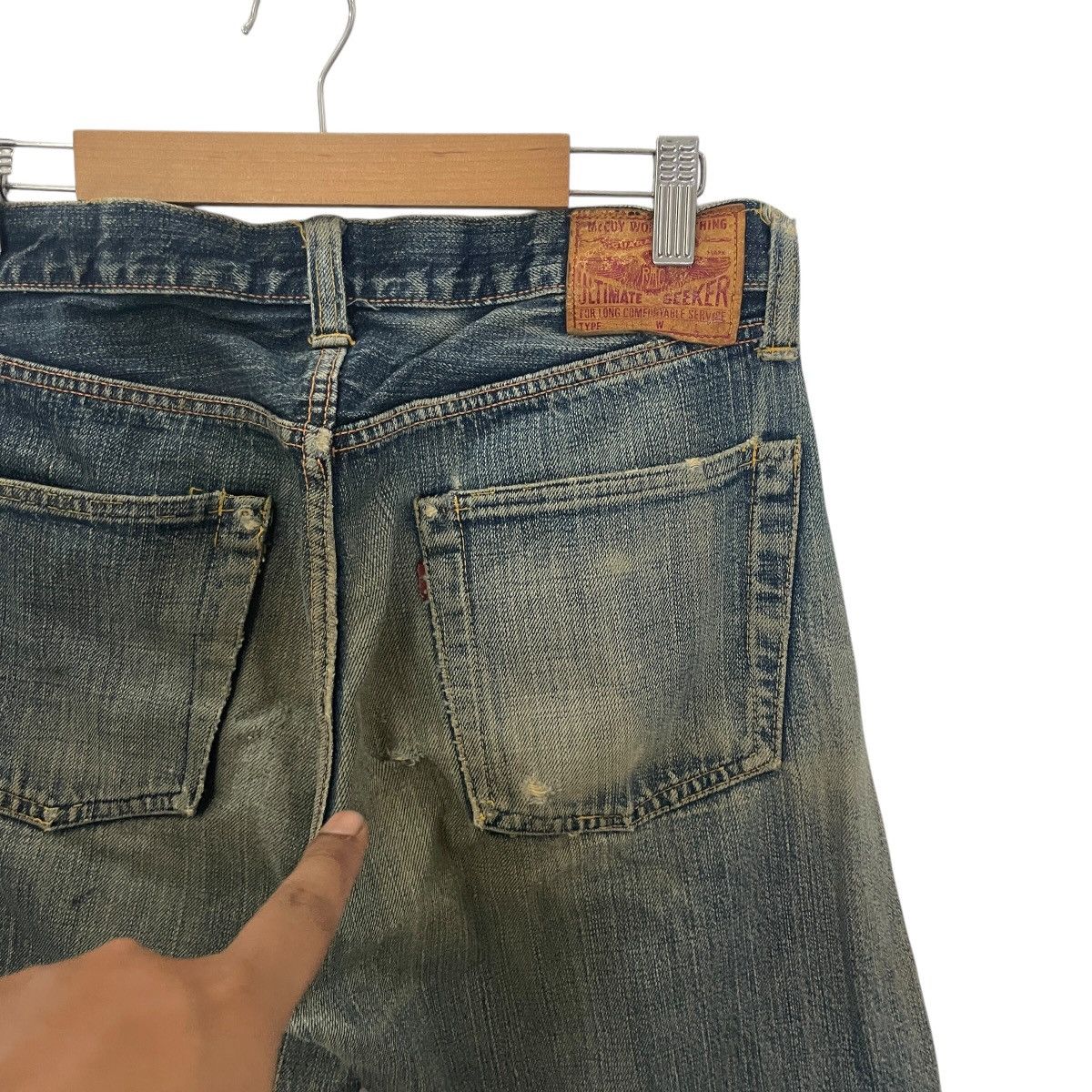 The Real McCoy's Vintage Mccoy Work Clothing Distressed Selvedge Denim Size US 31 - 10 Thumbnail
