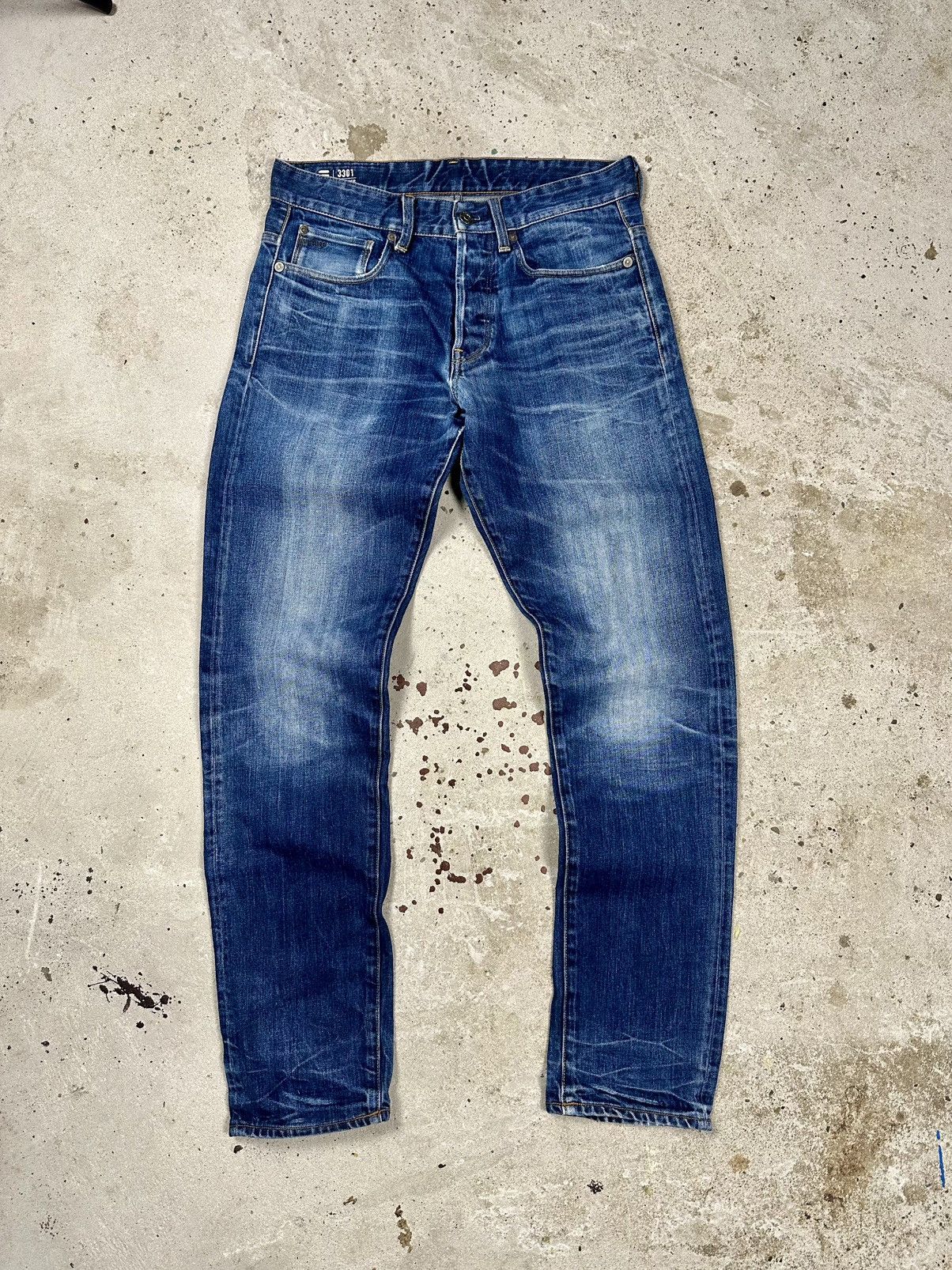 G-Star × Vintage Vintage Y2K G Star Raw 3301 Tapered Washed Denim Pants Jeans Size US 30 / EU 46 - 1 Thumbnail