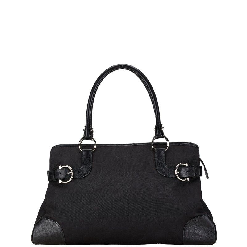 Salvatore Ferragamo Salvatore Ferragamo Gancini Canvas Leather Tote Bag Canvas Tote Bag AU-21 4906 in Very Good Condition