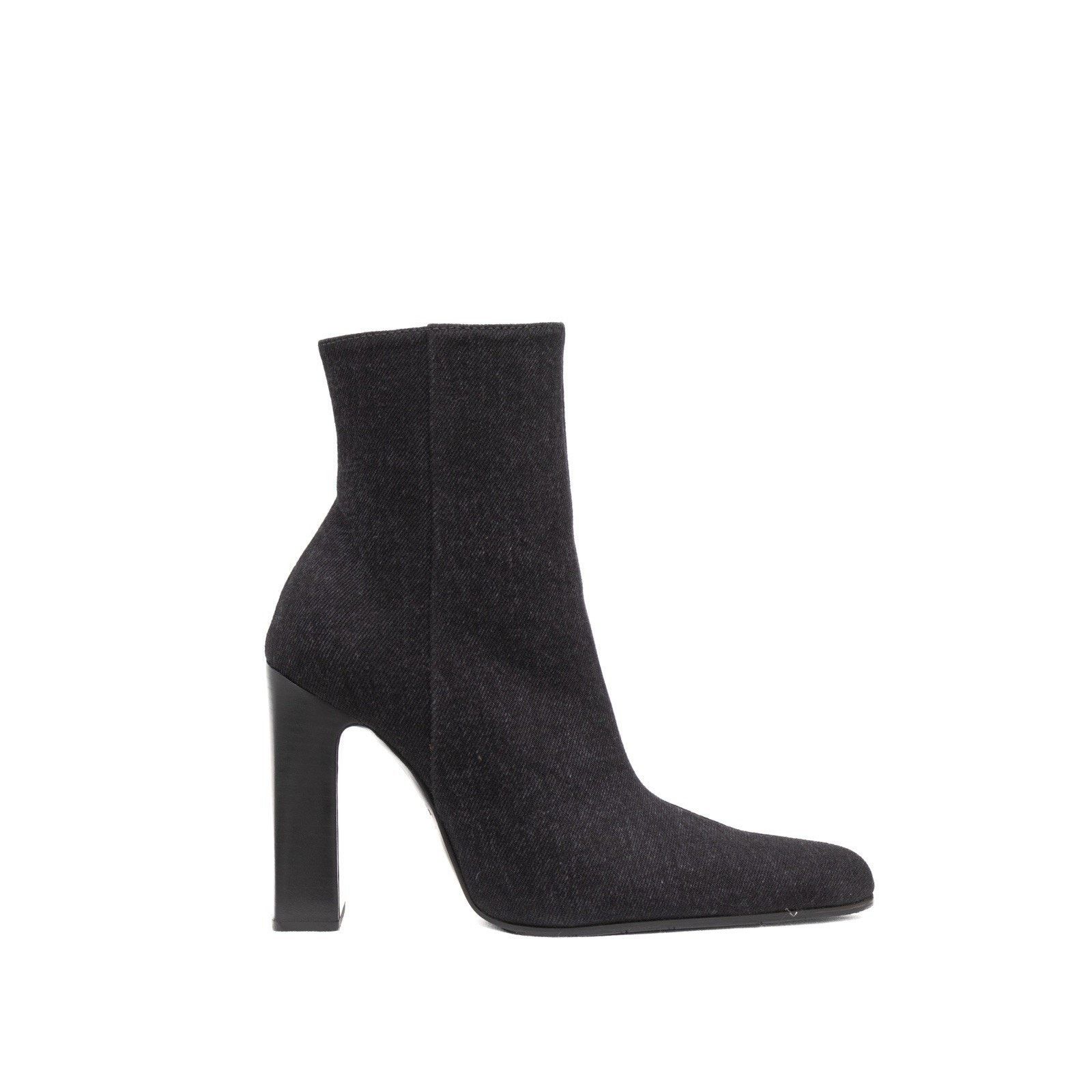 Balenciaga 940$ BALENCIAGA Denim Ankle Side Zip Block Heel Boots Grey Size US 7 / IT 37 - 5 Thumbnail