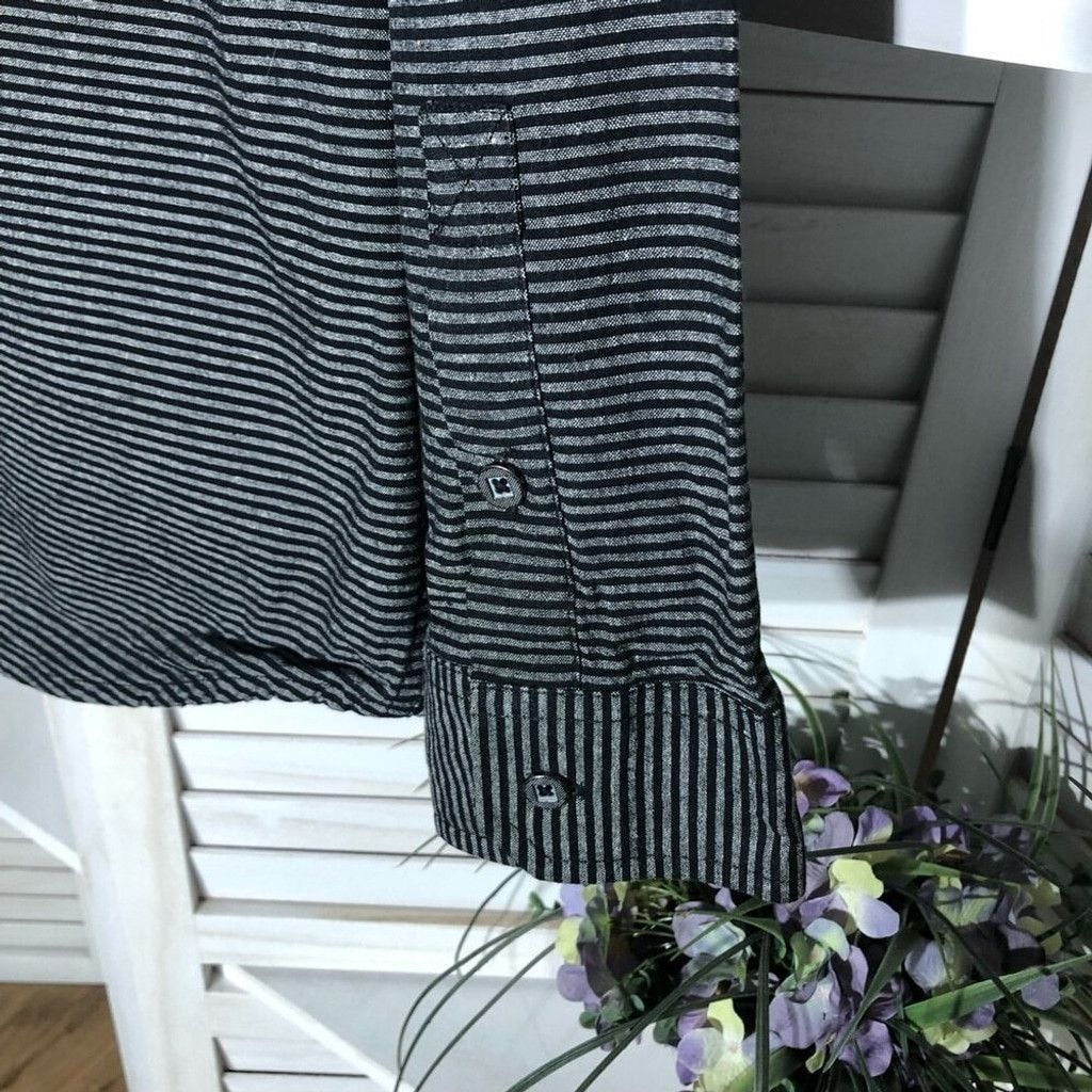 Split Split Long Sleeves Shirts Cotton Pinstriped Black/Gray L Size US L / EU 52-54 / 3 - 5 Thumbnail