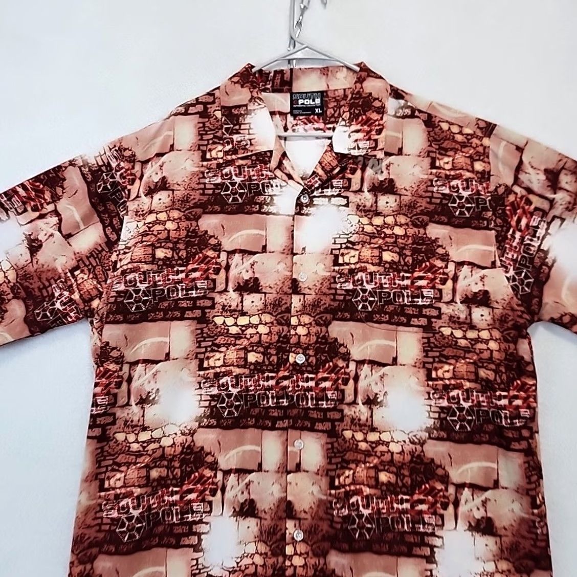 Southpole VINTAGE SOUTHPOLE Shirt Men’s XL Red Bricks Graffiti Y2K Short Sleeve Beach Vacation Size US XL / EU 56 / 4 - 3 Thumbnail