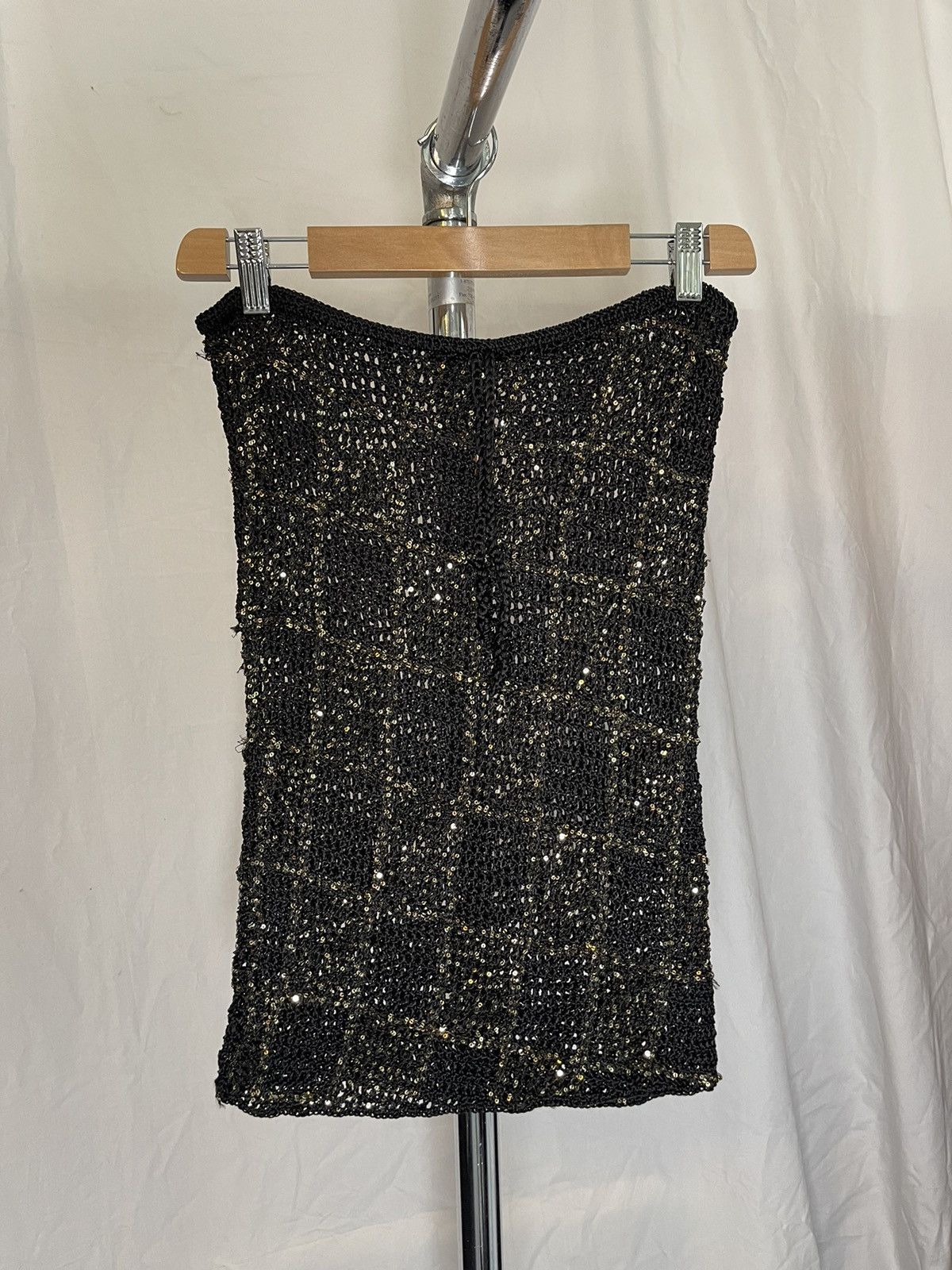 image of Judy Turner Crochet Sequin Skirt in Black/Gold, Women's (Size 26)