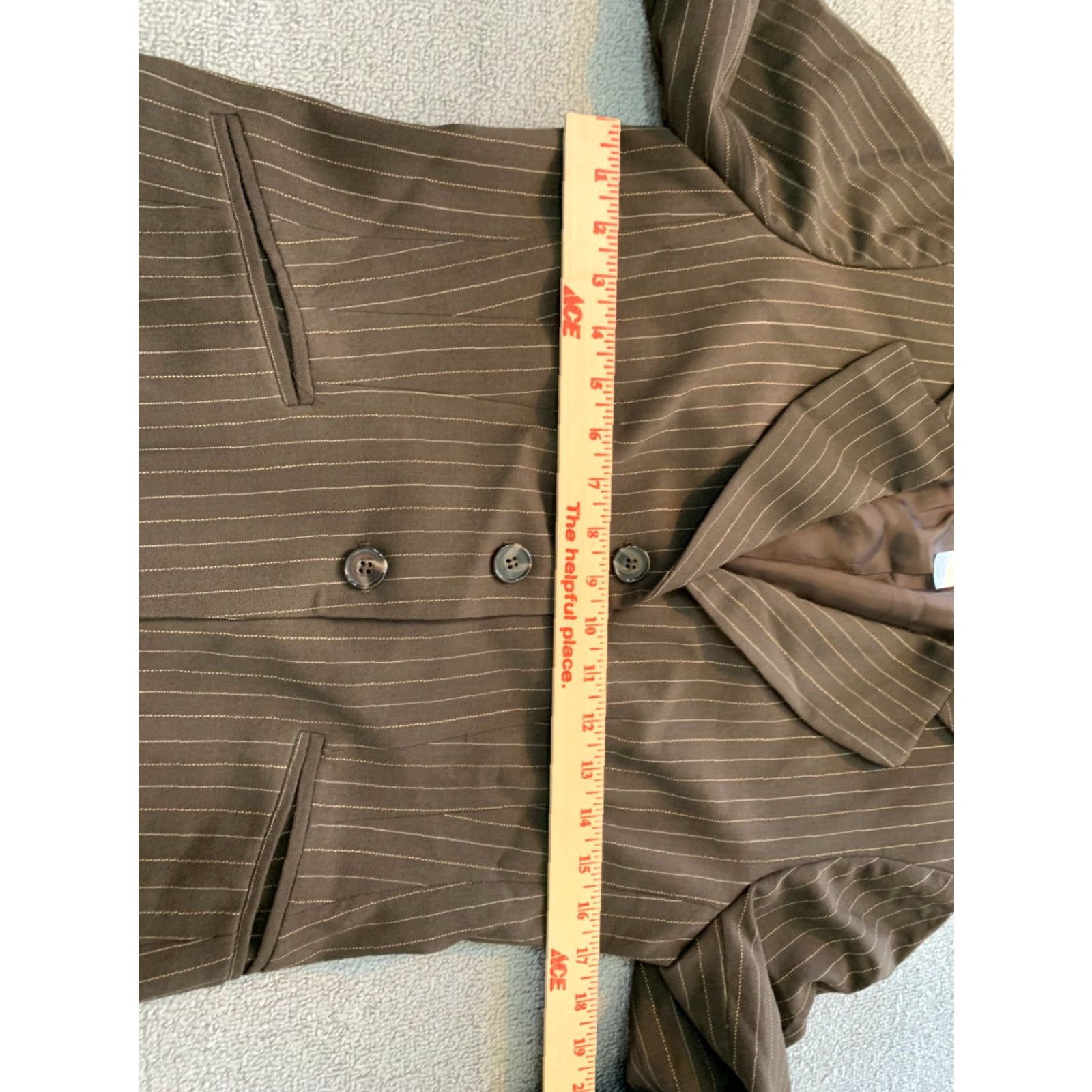 Jones New York Jones New York Blazer Jacket Women Pinstripe Brown Wool 96% Stretch Size 4 Long Sleeve Regular Fit Vintage No Size S / US 4 / IT 40 - 4 Thumbnail