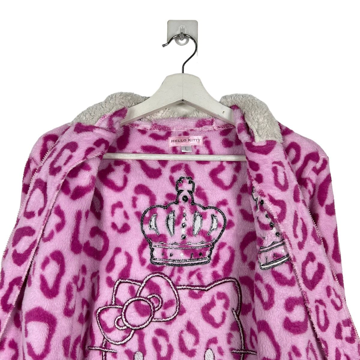 Japanese Brand 🔥 VINTAGE HELLO KITTY FAUX FUR FLEECE HOODIE Size L / US 10 / IT 46 - 11 Thumbnail