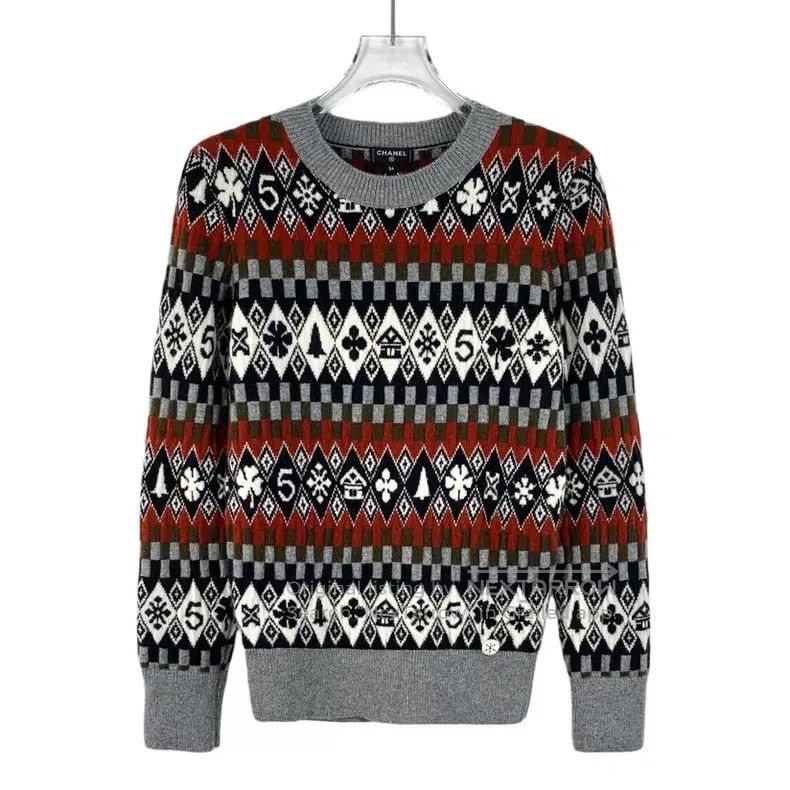 Chanel Chanel Color-blocked geometric pattern inlaid cashmere rou Size XXS / US 00 / IT 34 - 1 Thumbnail