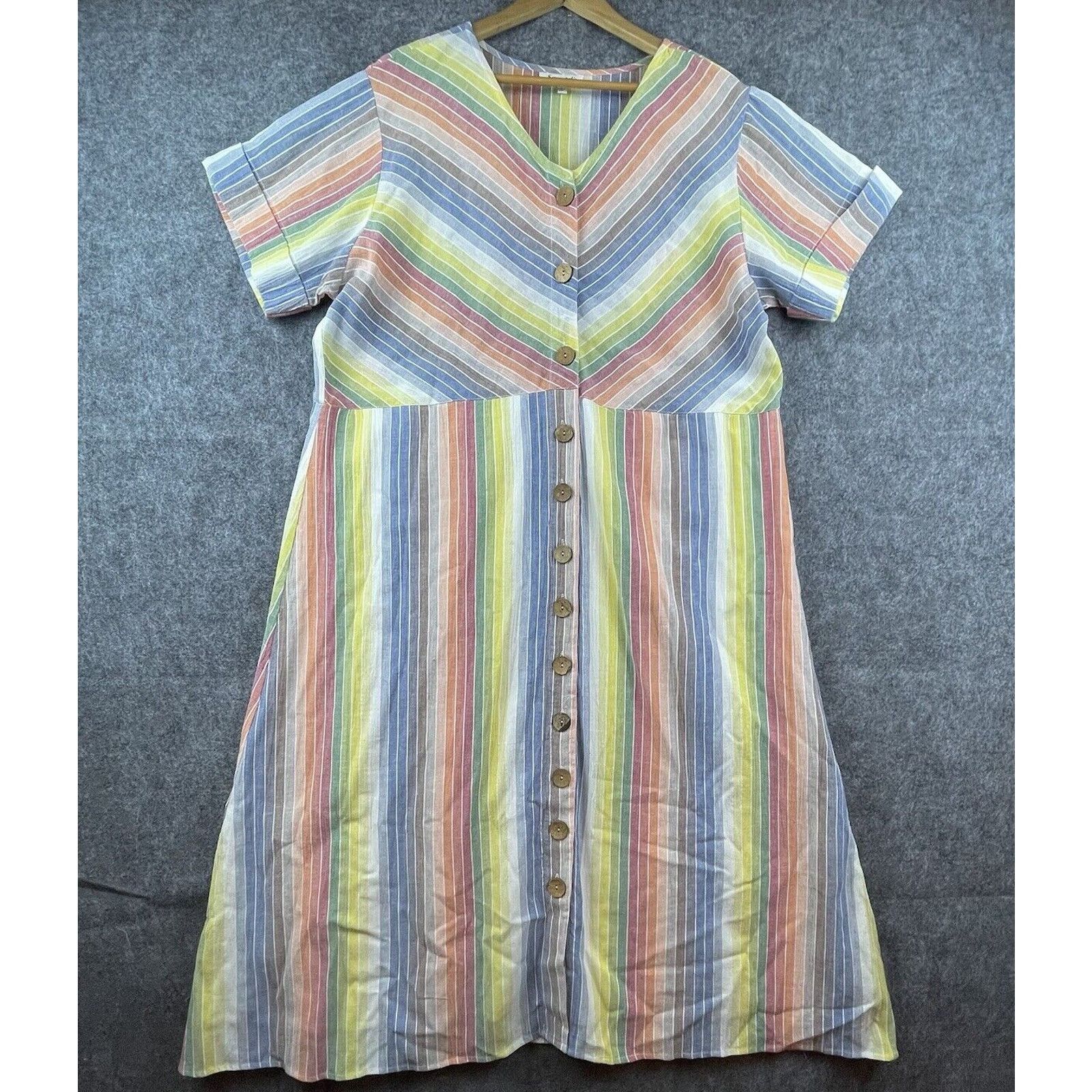 Serengeti Serengeti Dress 1X Rainbow Button Front Boho Summer Festival Size XL / US 12-14 / IT 48-50 - 1 Thumbnail
