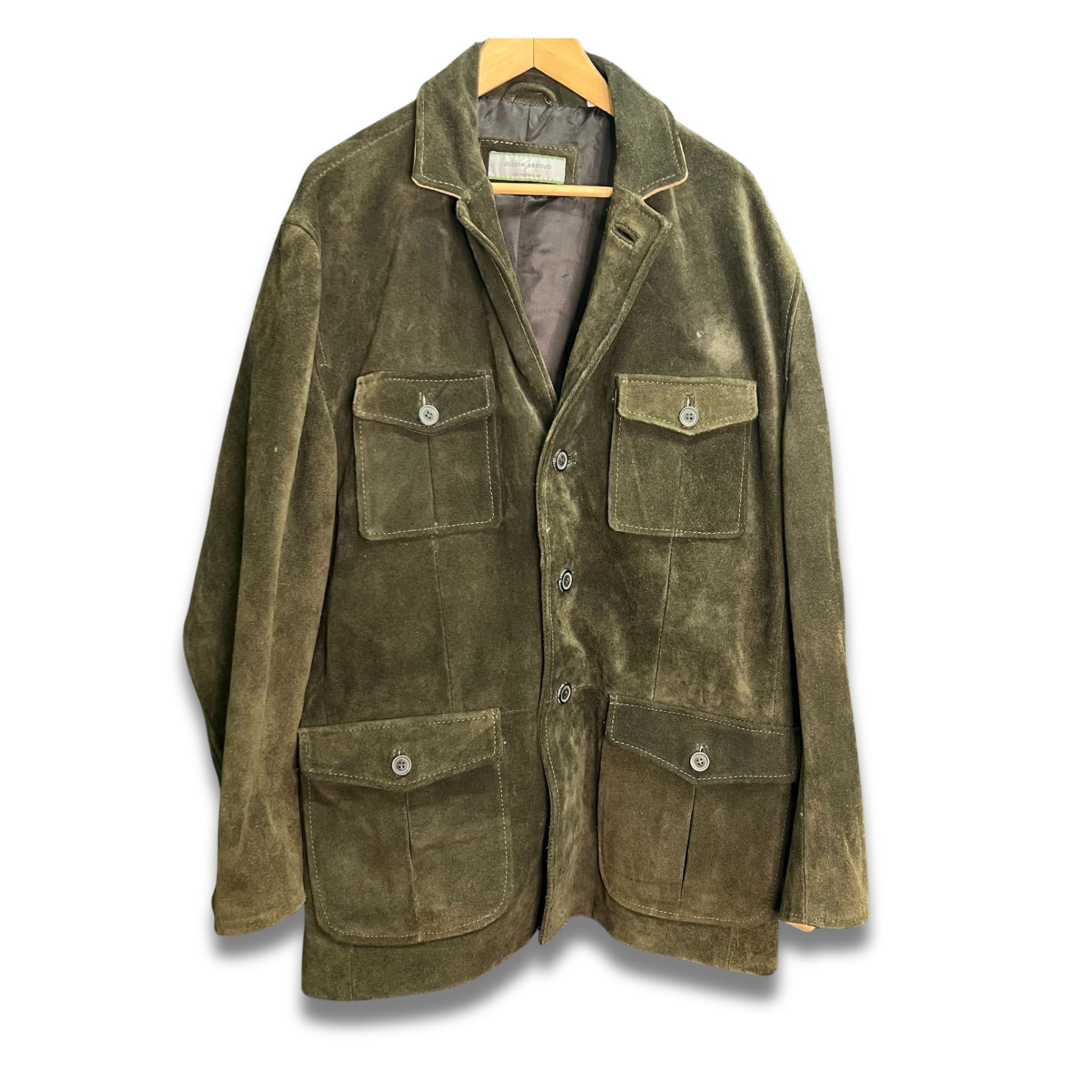 Joseph Abboud JOSEPH ABBOUD Olive Green Suede Leather Car Coat XL Made In Size US XL / EU 56 / 4 - 2 Thumbnail