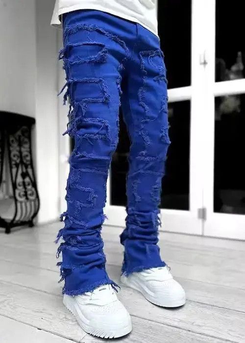 Japanese Brand Blue Color Heavyweight Streetwise Stretch Patch Denim Pant Size US 30 / EU 46 - 1 Thumbnail