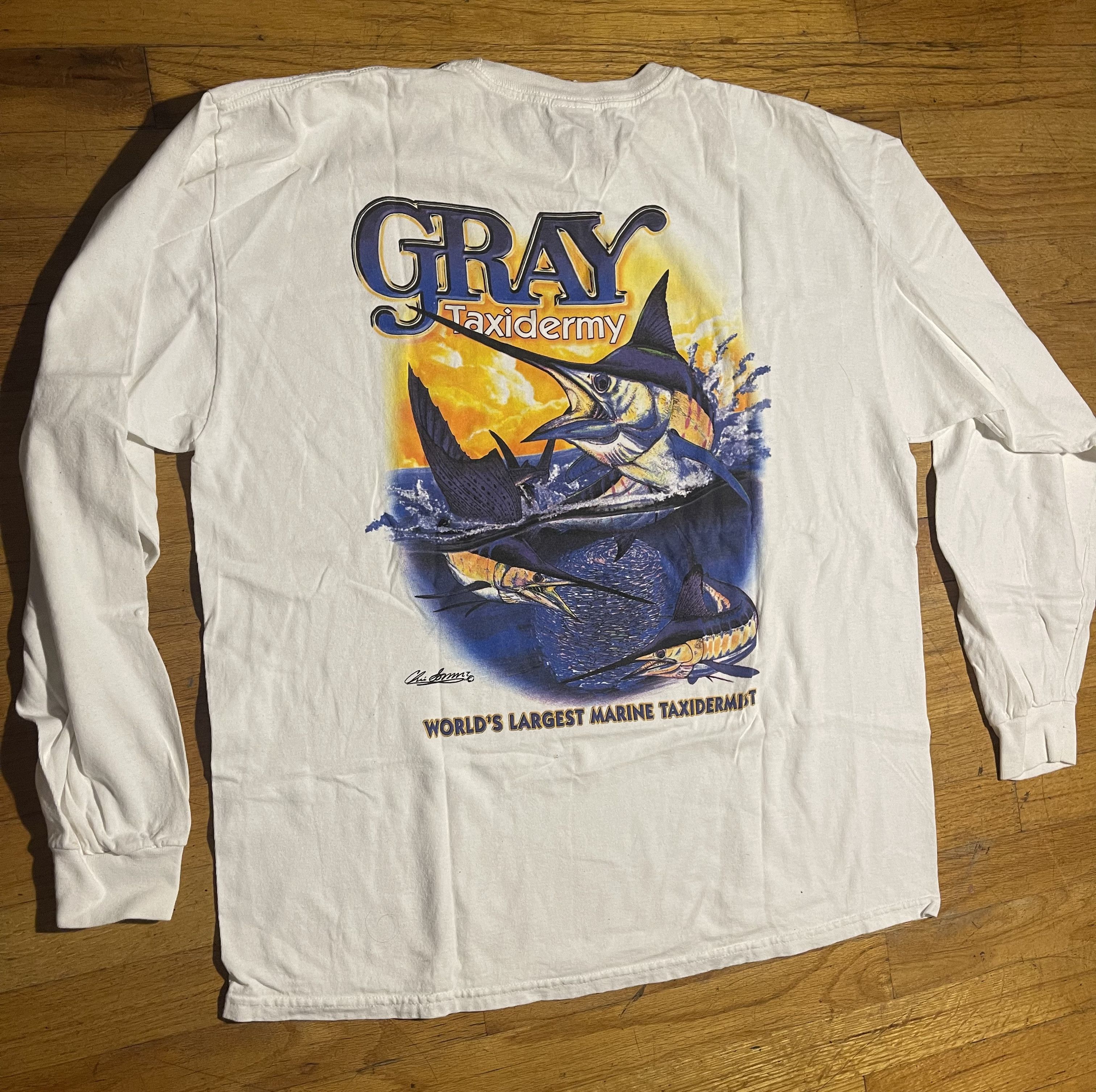 Vintage Vintage Gray Taxidermy Fishing Team Longsleeve Size US L / EU 52-54 / 3 - 8 Thumbnail