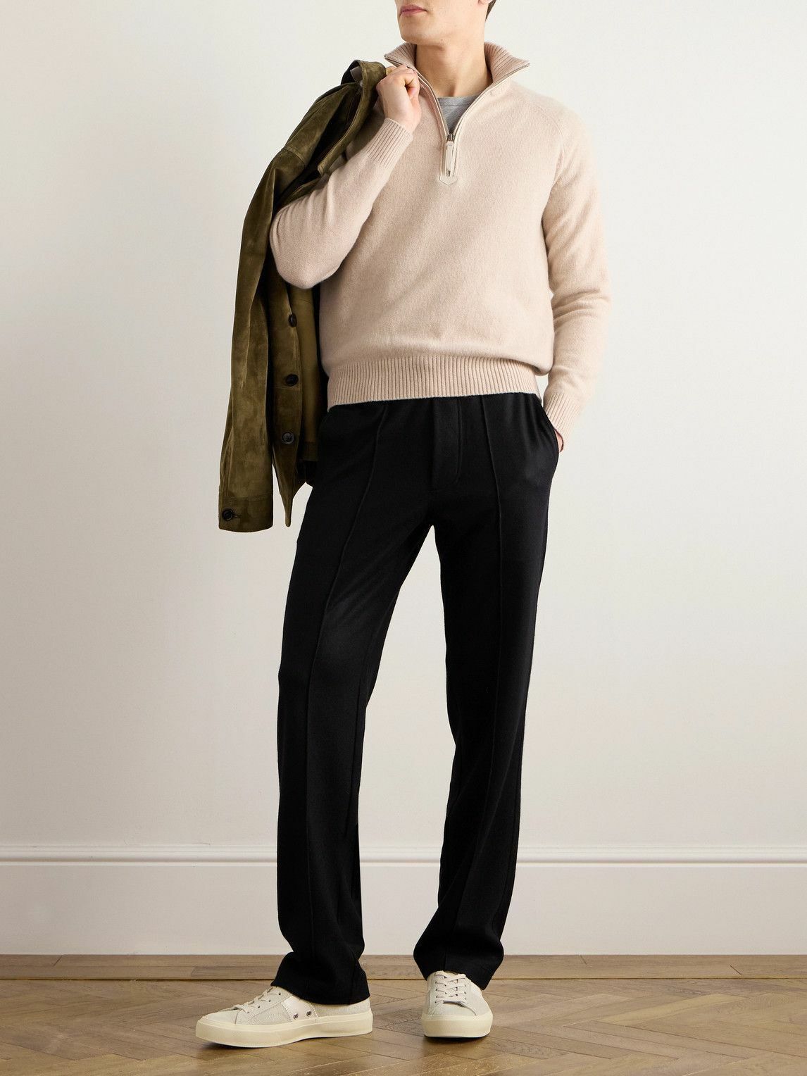 Tom Ford o1w1db10525 KFL004 Half-Zip Sweater in Beige Size US M / EU 48-50 / 2 - 2 Thumbnail