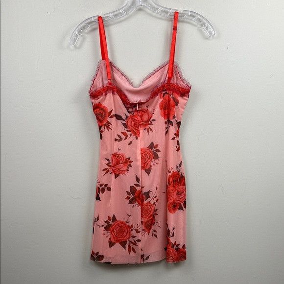 Guizio GUIZIO Floral Mesh Bodycon Minidress Floral Lace Trim dress Size L / US 10 / IT 46 - 13 Thumbnail