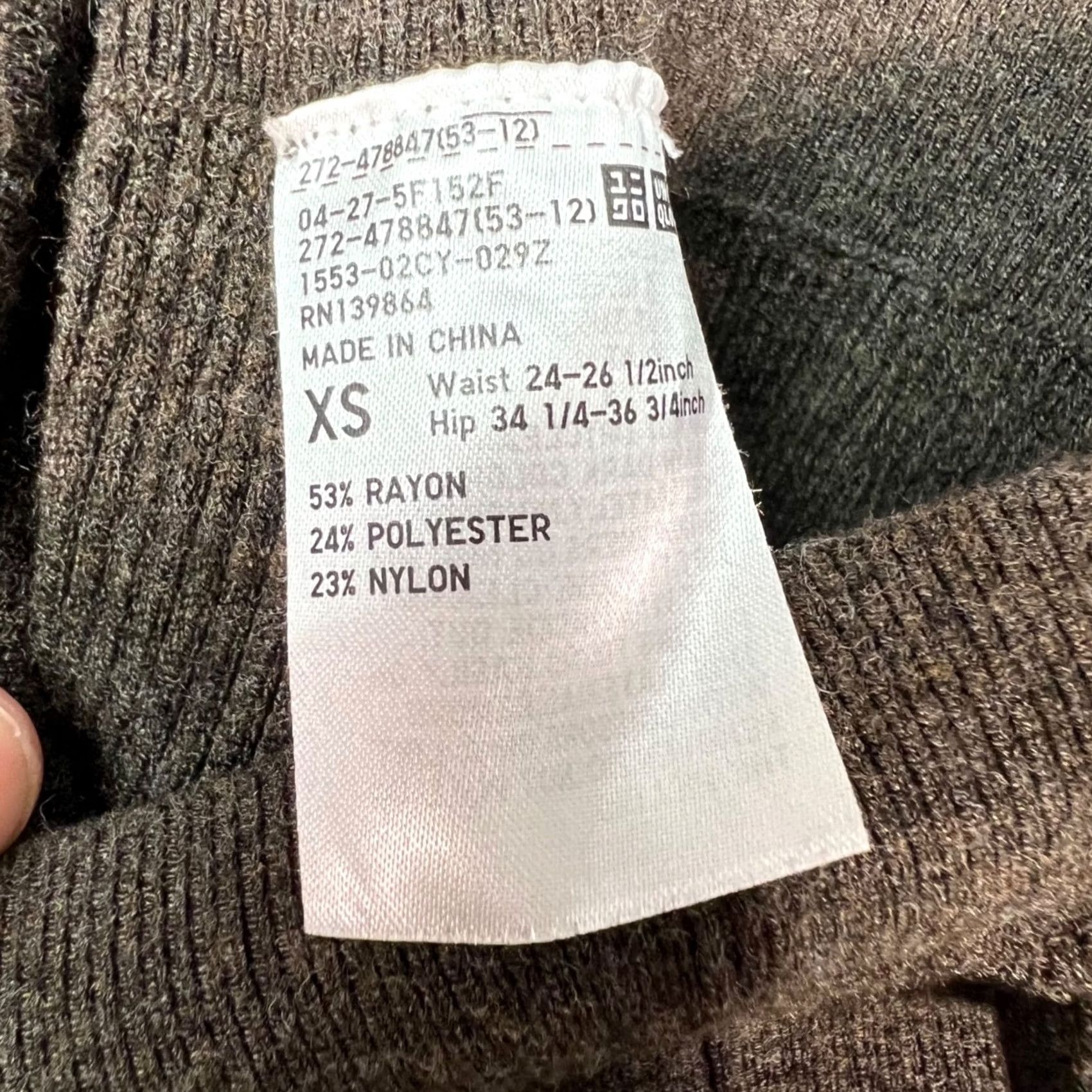 Uniqlo Uniqlo Womens XS High-Waisted Brown Knit Wide-Leg Pants Drawstring, Ankle, Pockets, Regular, All Season, Stretch Backward? Size 26" / US 2 / IT 38 - 3 Thumbnail