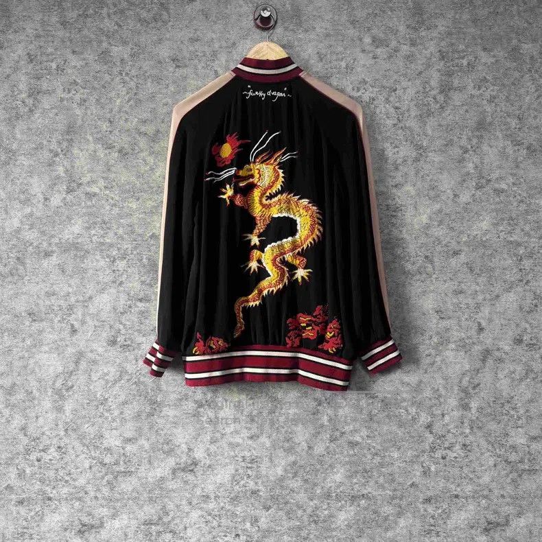 Valentino Valentino Golden dragon embroidered baseball jacket jacke Size US XXS / EU 40 - 2 Thumbnail