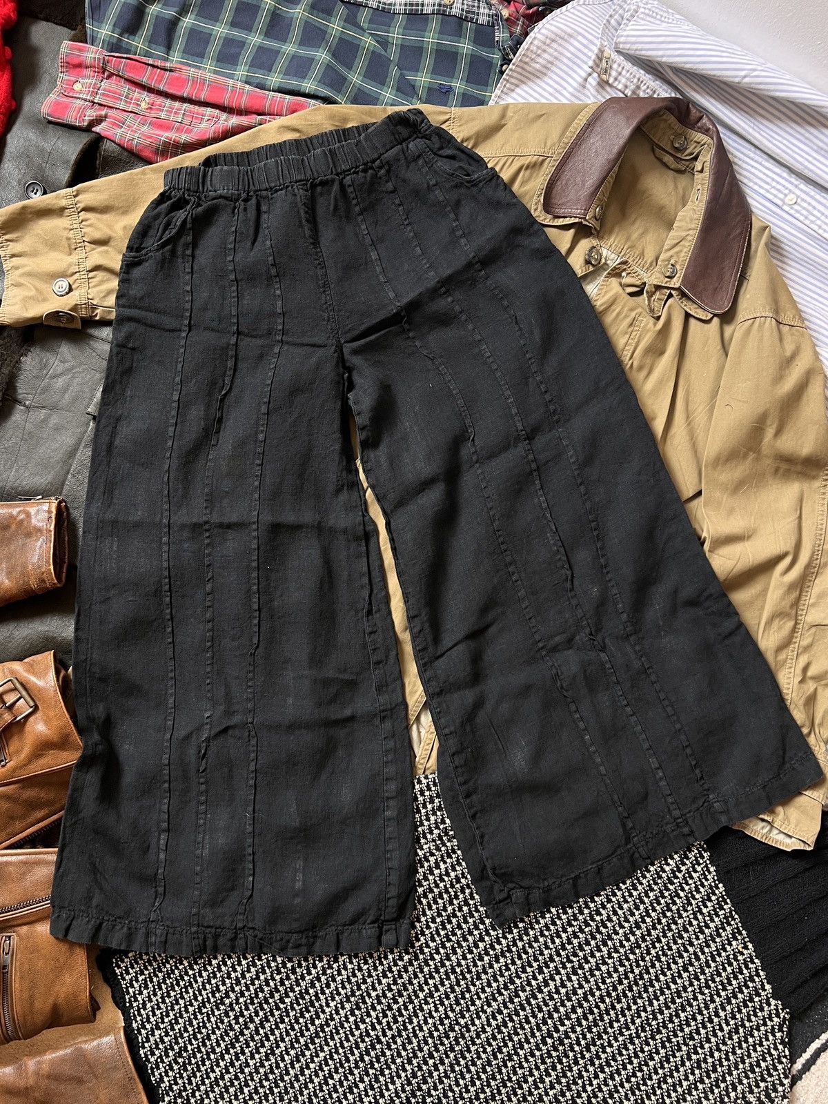 Other Black Wide-Leg Baggy Cotton Womans Pants Hippie Avant-Garde Size 27" / US 4 / IT 40 - 3 Thumbnail