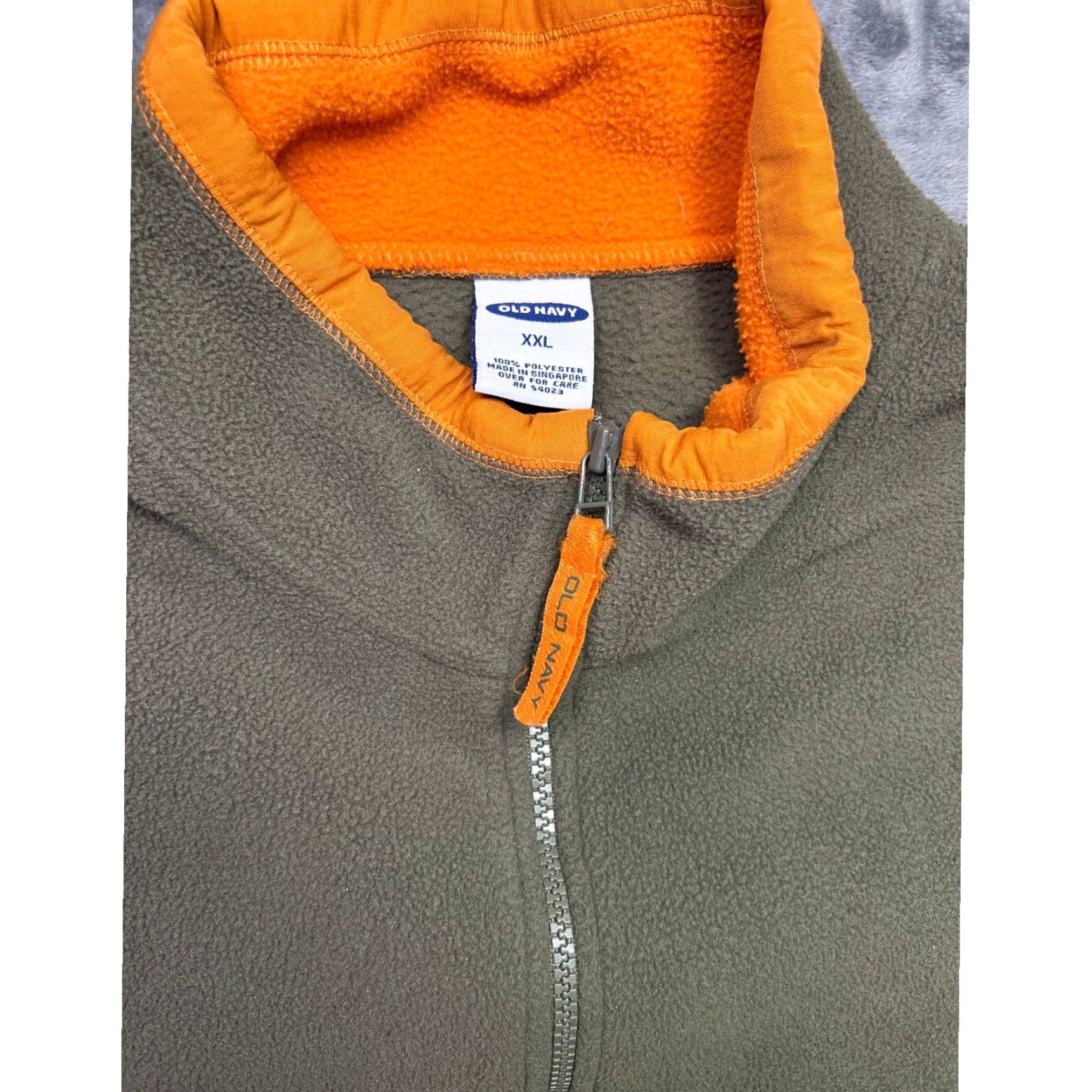 Old Navy VINTAGE Old Navy Fleece Pullover 2XLT Green Orange 1/4 Zip Mock Neck Mens Sweater Size US XXL / EU 58 / 5 - 3 Thumbnail
