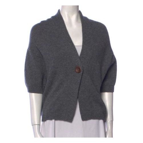 Vince Vince Charcoal Cashmere Alpaca Wool Short Sleeve Cardigan Size S / US 4 / IT 40 - 4 Thumbnail
