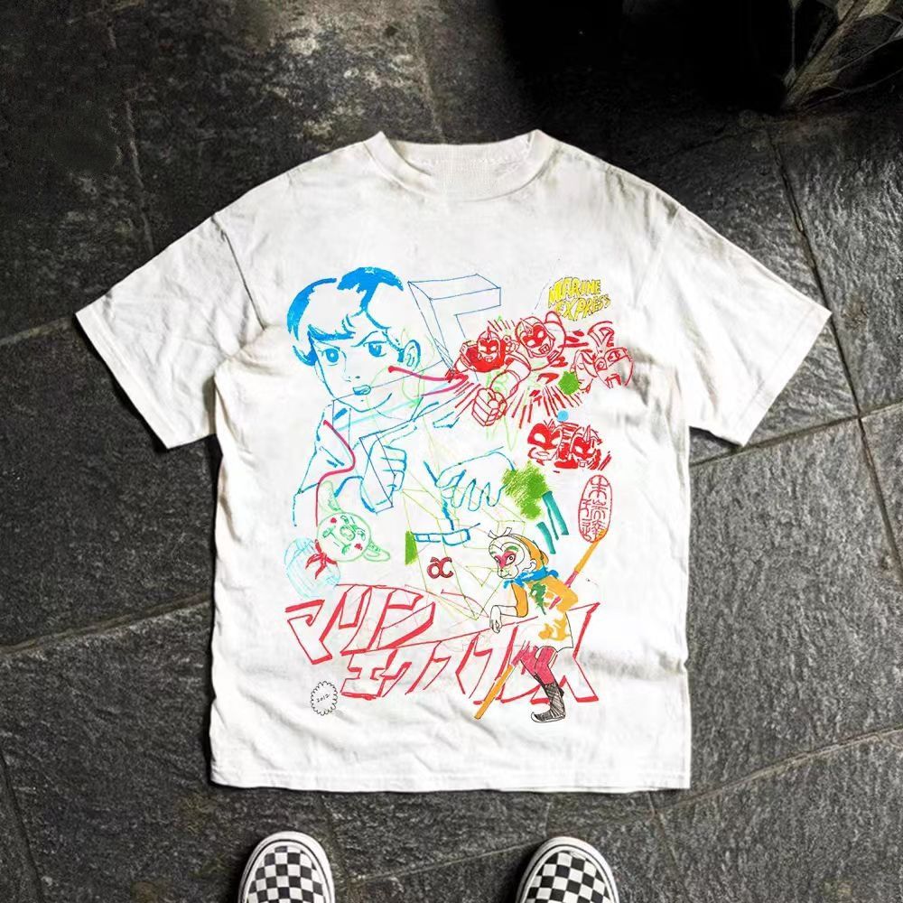 Vintage White street retro cartoon graffiti t-shirt Size US M / EU 48-50 / 2 - 1 Thumbnail