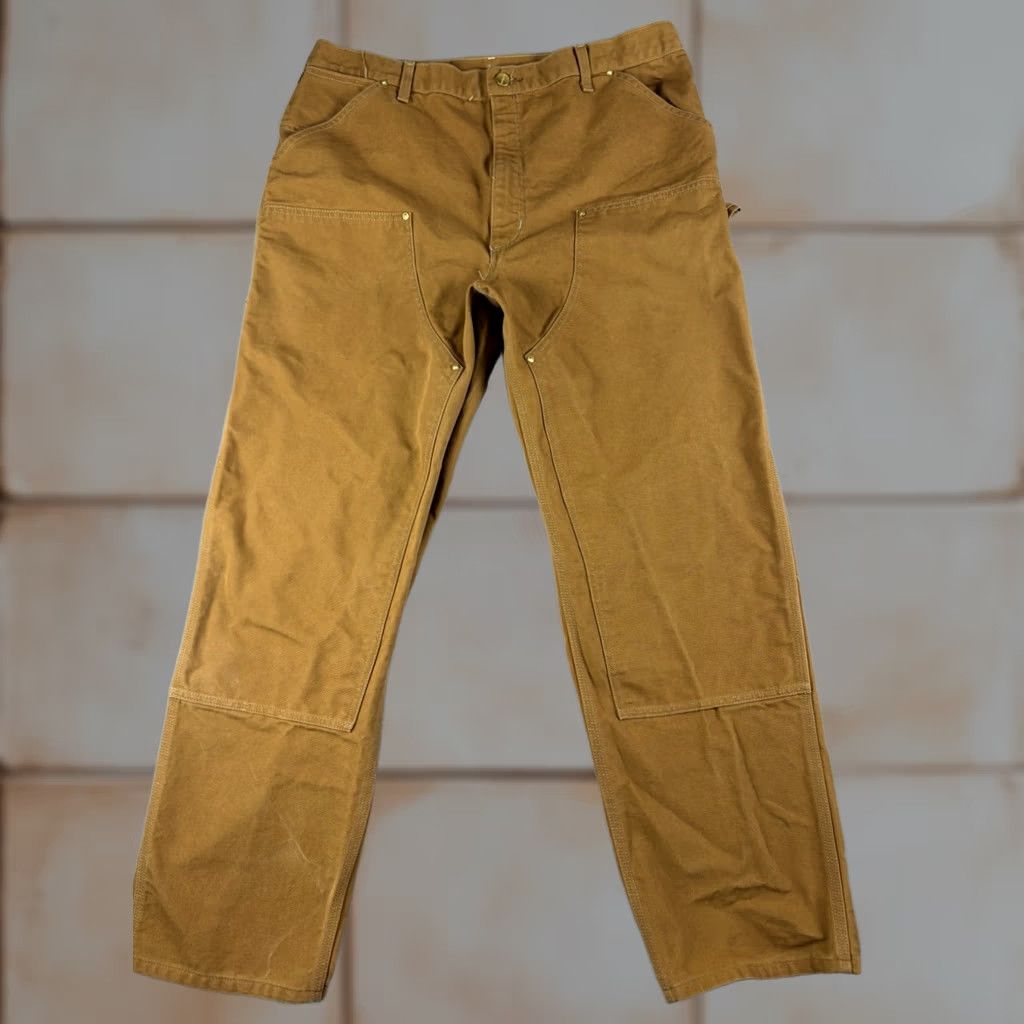 Carhartt VINTAGE Carhartt Pants Mens 40x32 Brown Canvas USA Made 90s Double Knee 5-Pocket Workwear Carpenter Straight Pants Mens Brown USA Carhartt Vintage 90s Size US 40 / EU 56 - 1 Thumbnail