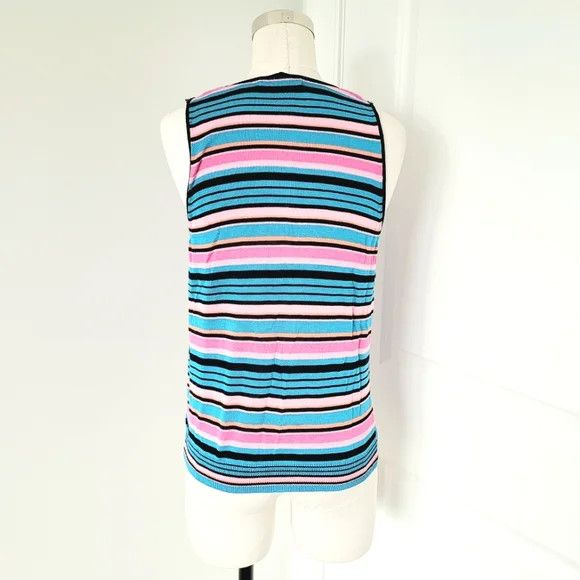 Nanette Lepore Multicolor Striped Tassel Crochet Knit Tank Spring Summer Size S / US 4 / IT 40 - 4 Thumbnail