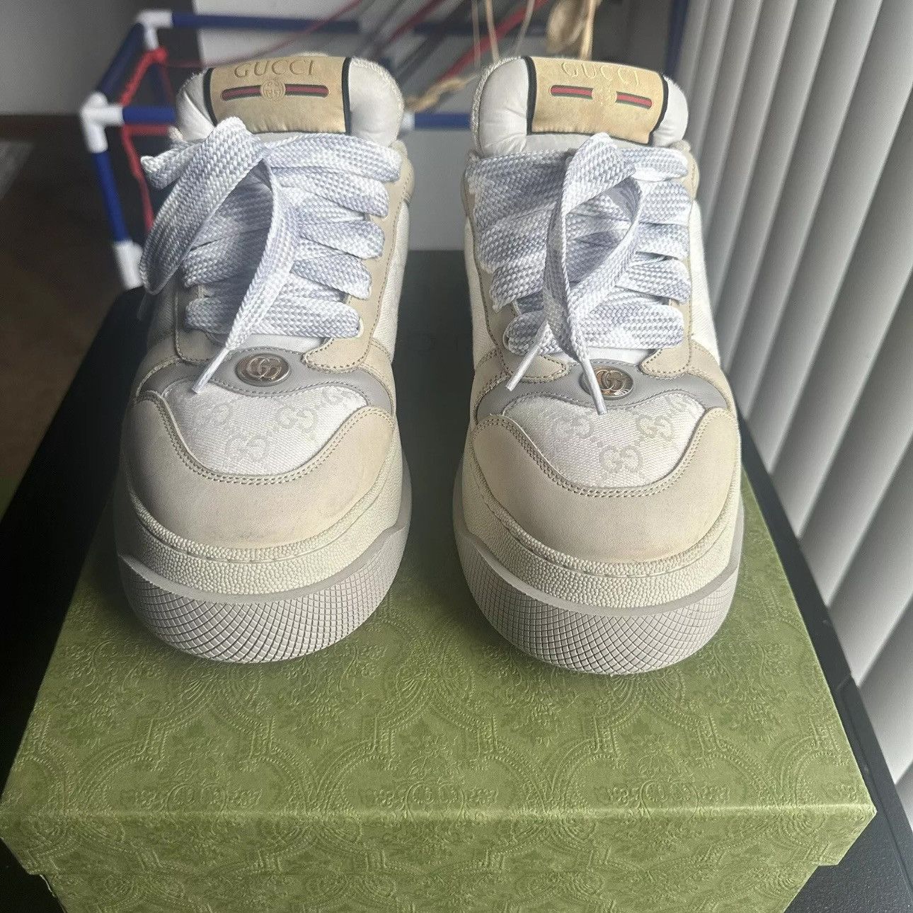 Gucci Gucci Double Screener Monogram sneakers Beige/white Grey Size US 10 / EU 43 - 3 Thumbnail