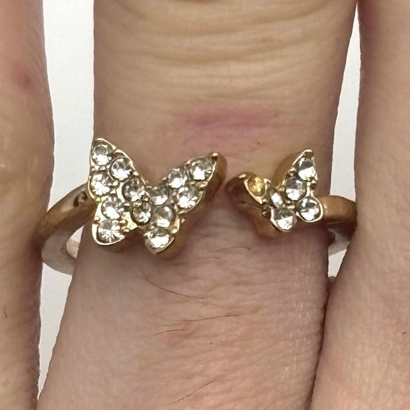 Other Gold Crystal Butterfly Ring Size ONE SIZE - 2 Thumbnail