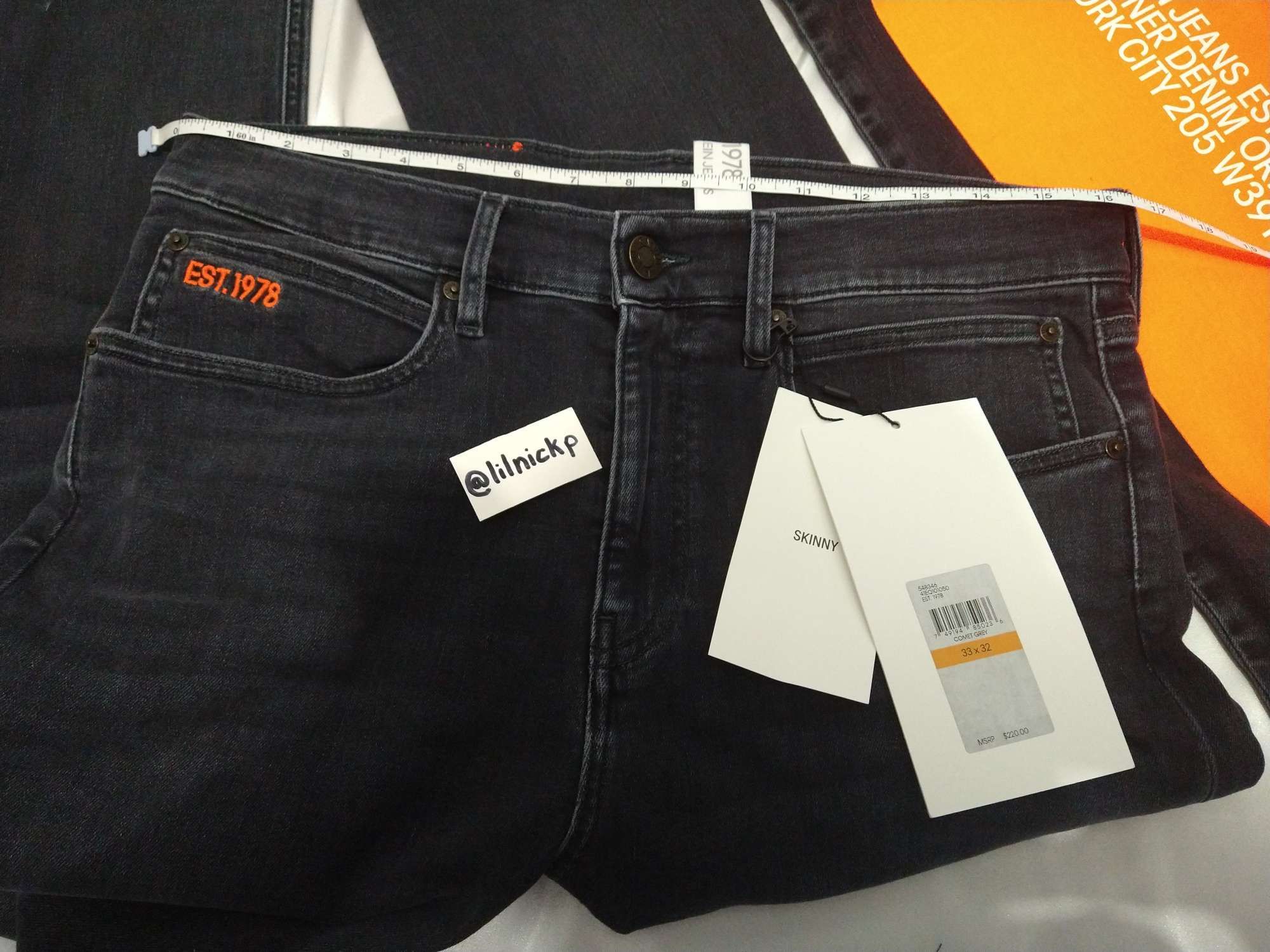 Calvin Klein 205W39NYC EST. 1978 Skinny Leg Comet Grey Jeans Size US 33 - 5 Thumbnail
