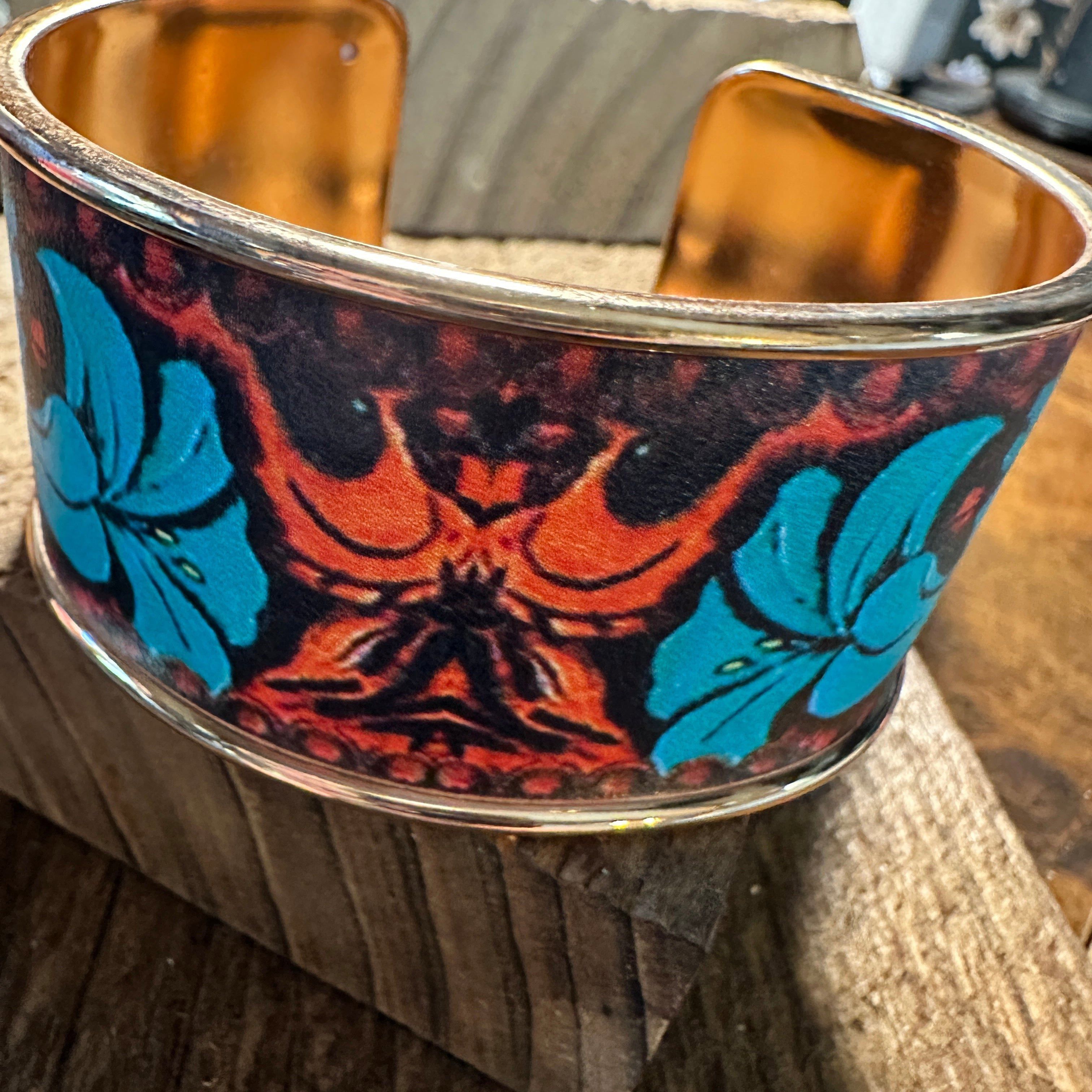 Other Boho Native American Floral Wide Cuff Bangle Bracelet, Ships Size ONE SIZE - 6 Thumbnail