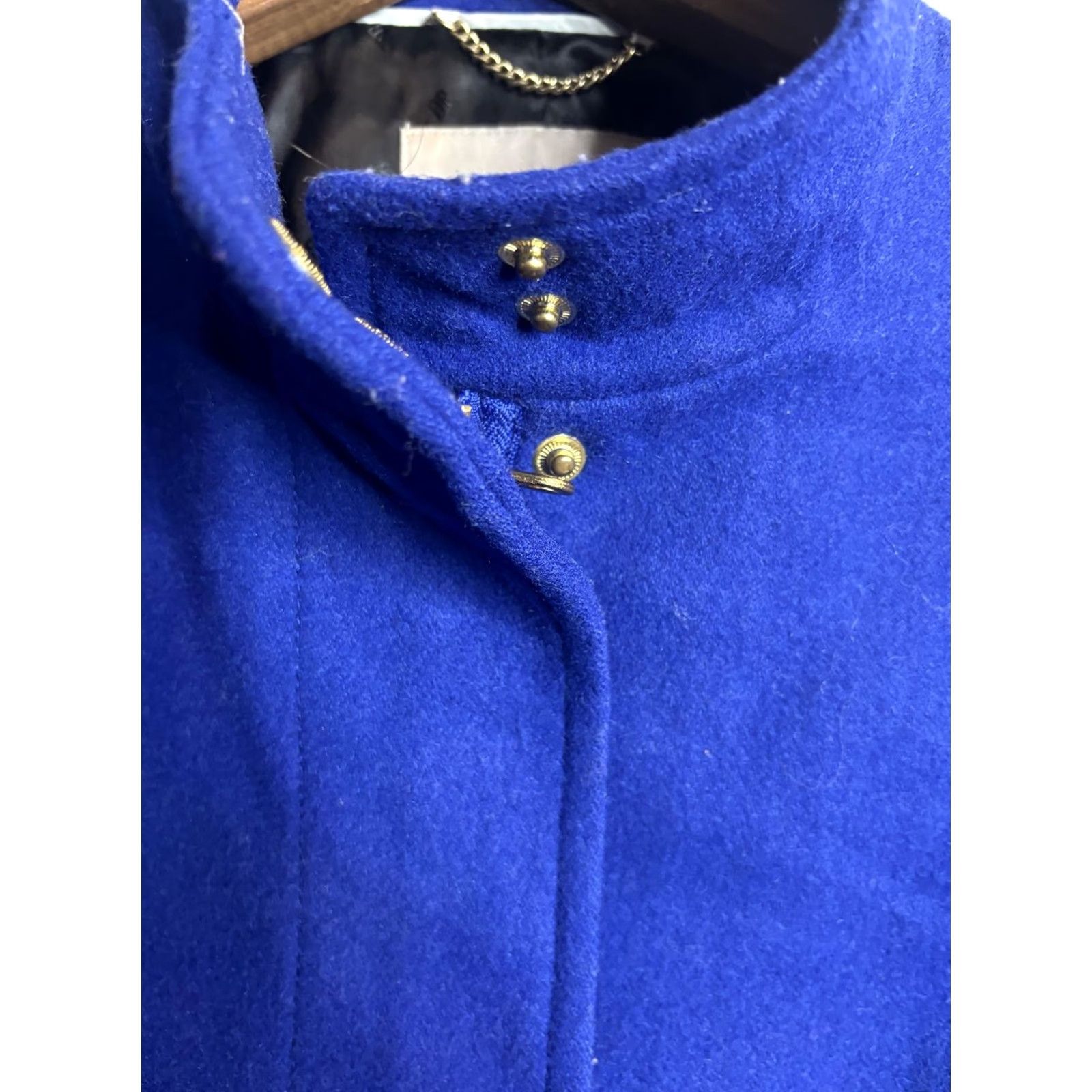 Banana Republic Banana Republic Coat Womens Medium Petite Blue Wool Military Jacket Zip Snap Coat Size M / US 6-8 / IT 42-44 - 3 Thumbnail