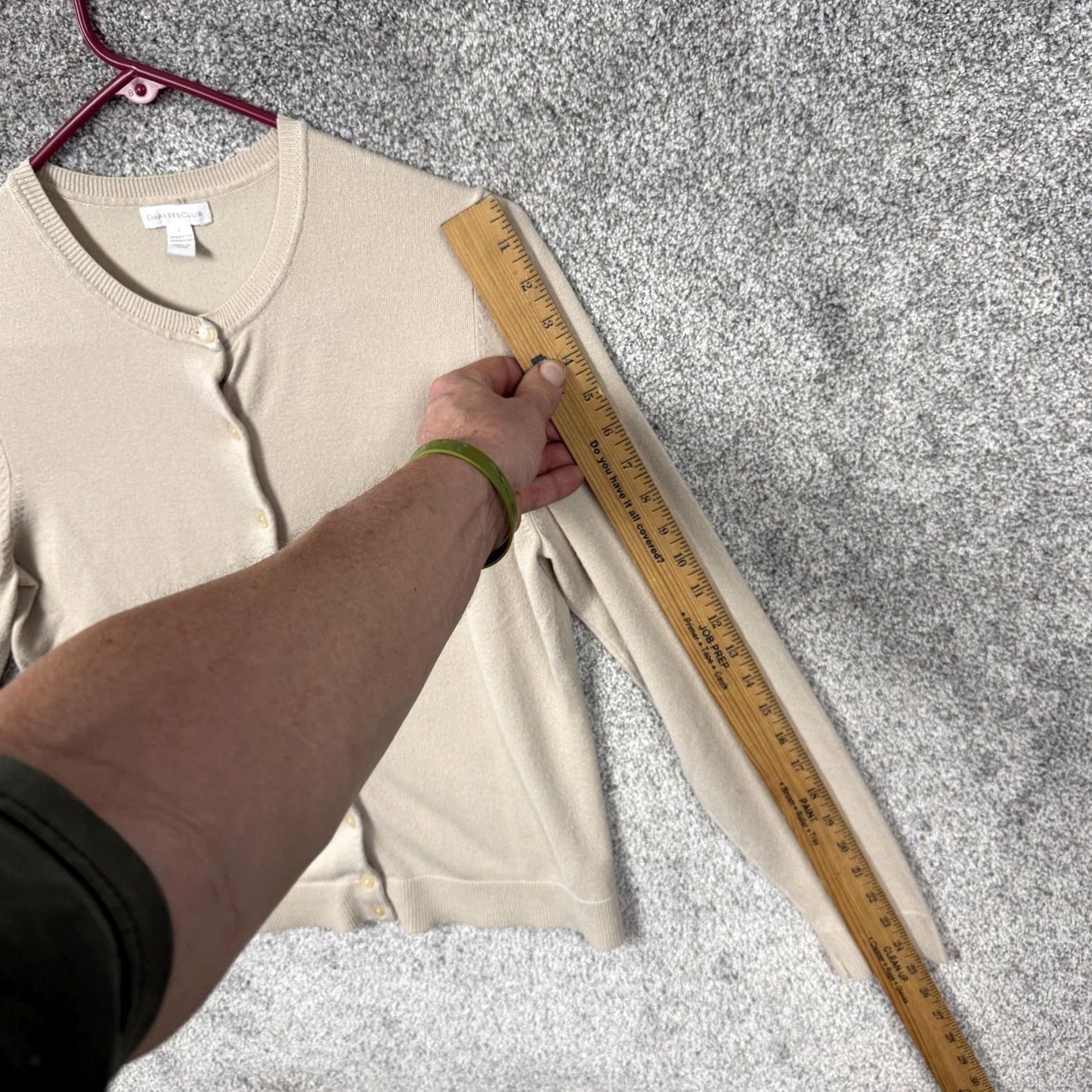Charter Club VINTAGE Charter Club Cardigan Shirt Womens L Beige Tan Lightweight Knit Crew Neck Button Front 70% Rayon 30% Nylon Fall Casual Tight-Knit Size L / US 10 / IT 46 - 3 Thumbnail