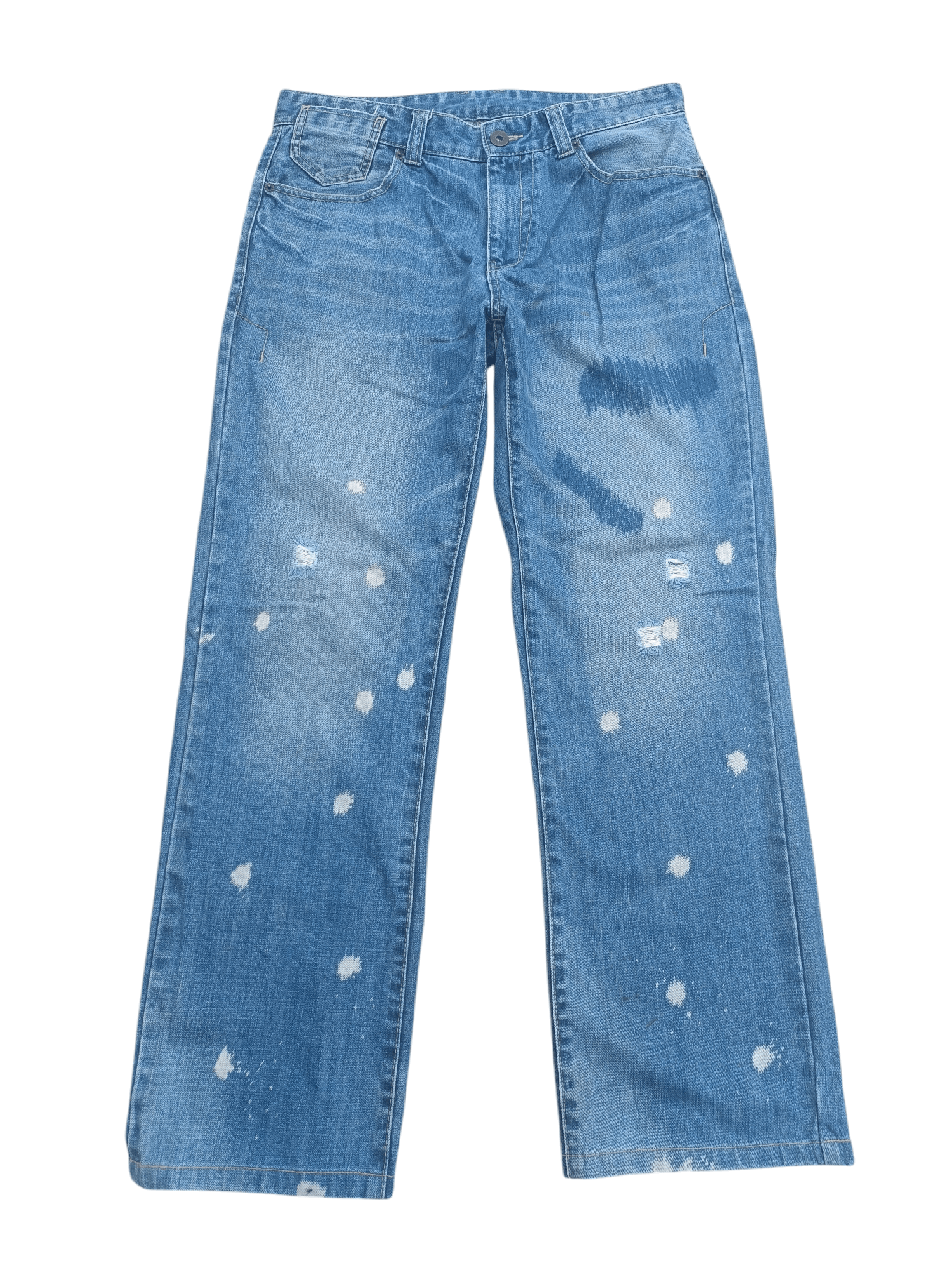 Japanese Brand × Vintage VTG BARON Splash Distressed Whiskers Faded Denim E195 Size US 34 / EU 50 - 1 Thumbnail