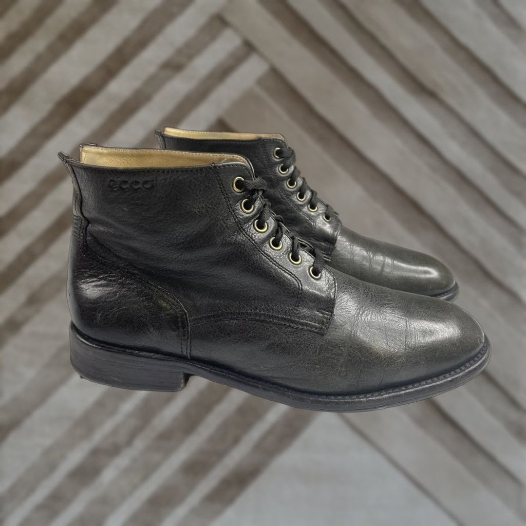 Ecco ECCO Mens 42 EU 8/8.5 US Gray Leather Lace Up Ankle Comfort Dress Boots City Chukka Boots Mens Leather Upper Footwear Size US 8 / EU 41 - 1 Thumbnail