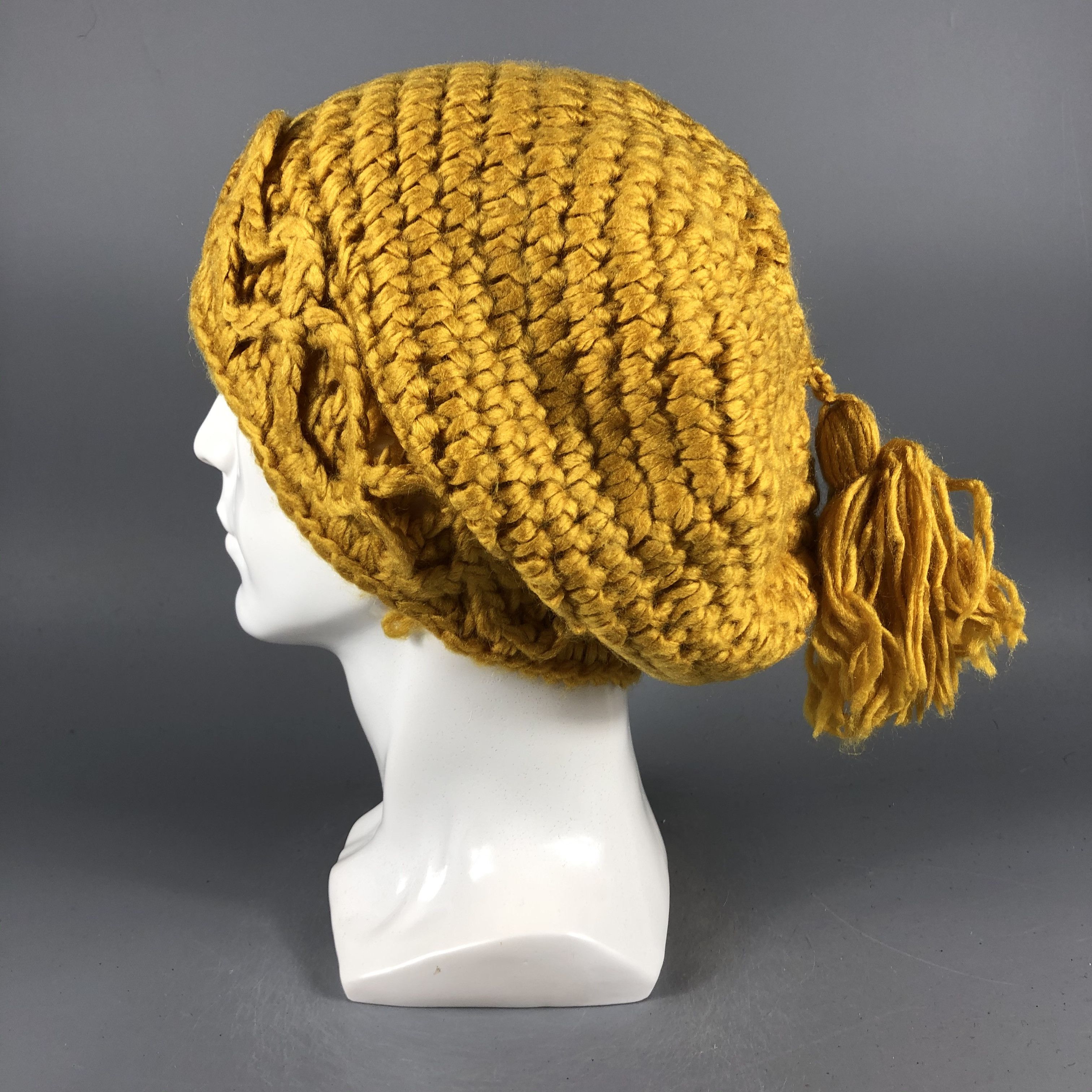 Japanese Brand × Vintage Womens Unknown Knit Yellow Beanie Snow Hat Snow Cap -D995 Size ONE SIZE - 1 Thumbnail