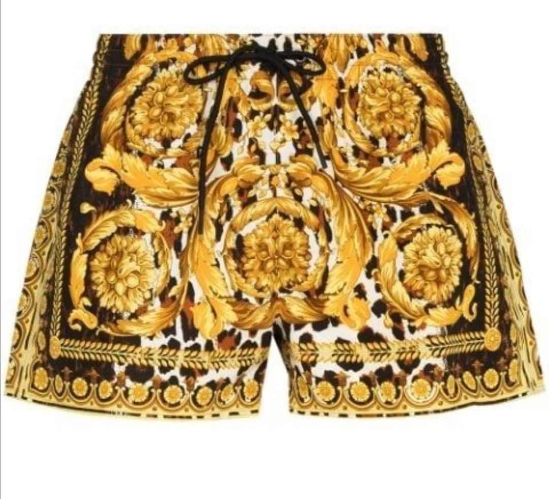 Image of Versace Wild Barocco Swimming Shorts in Yellow, Men's (Size 38)